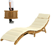 Aosom Folding Chaise Lounge Chair - Acacia Wood Cream-DECOROLALA