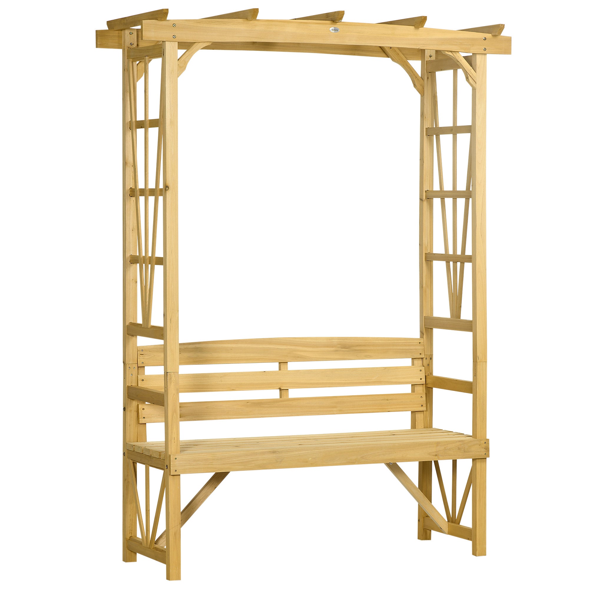 Aosom Garden Bench Arch - Fir Wood Light Brown 79.9"H-DECOROLALA