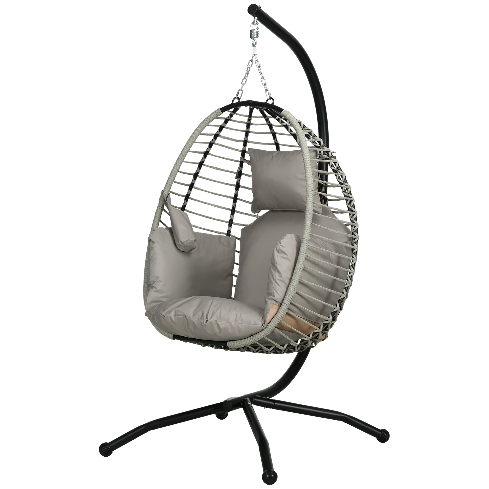 Aosom Hanging Egg Chair with Cushion - Grey Foldable-DECOROLALA