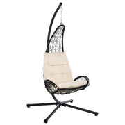 Aosom Hanging Egg Chair with Stand - Beige Cushion-DECOROLALA