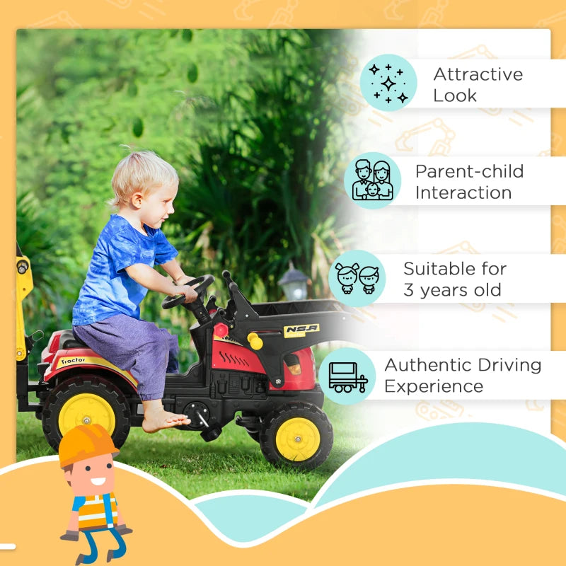 Aosom Kids Ride on Pedal Dump Truck with Detachable Trailer, Red-DECOROLALA