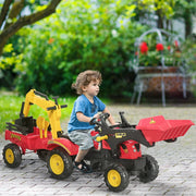 Aosom Kids Ride on Pedal Dump Truck with Detachable Trailer, Red-DECOROLALA