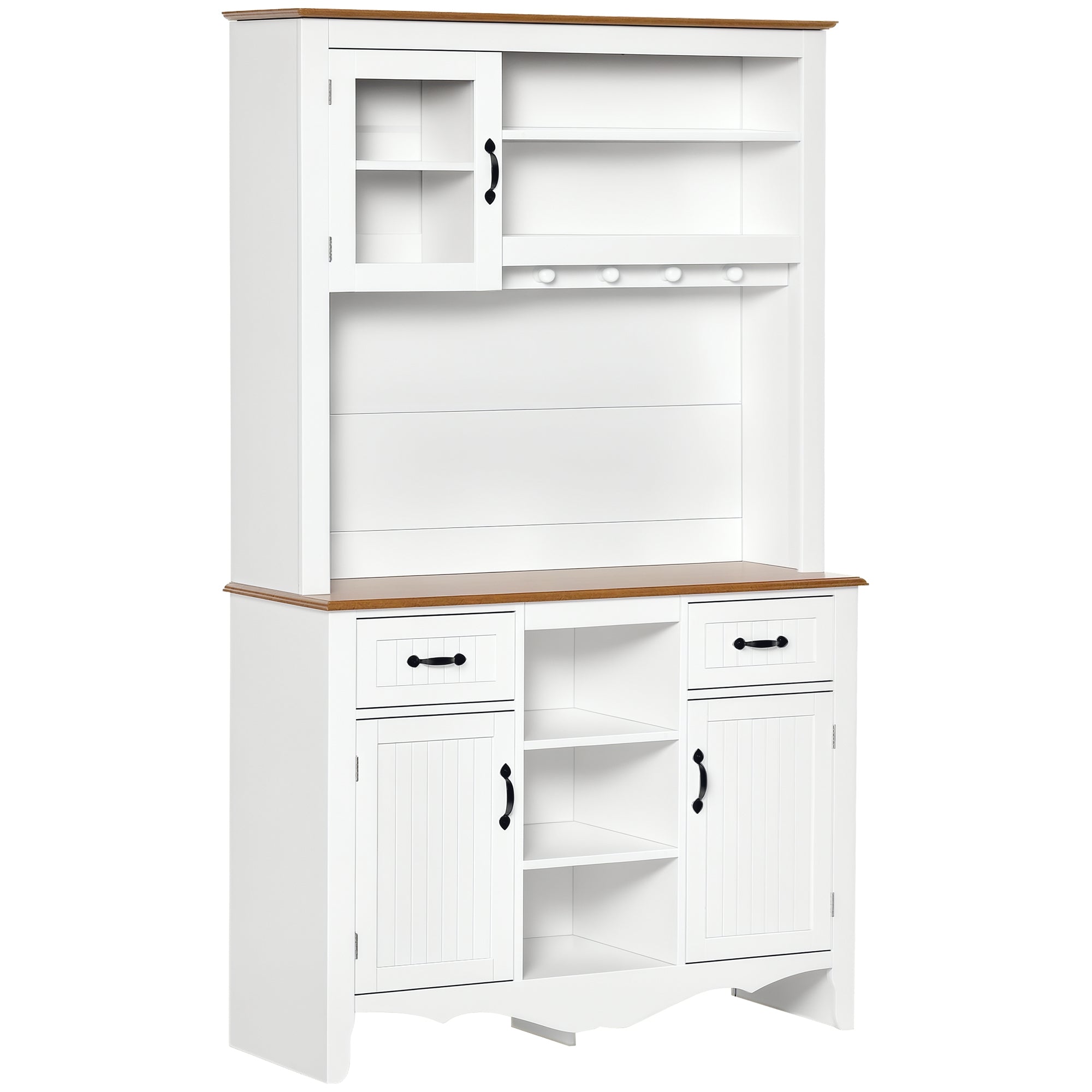 Aosom Kitchen Buffet Hutch 71" - White Farmhouse-DECOROLALA