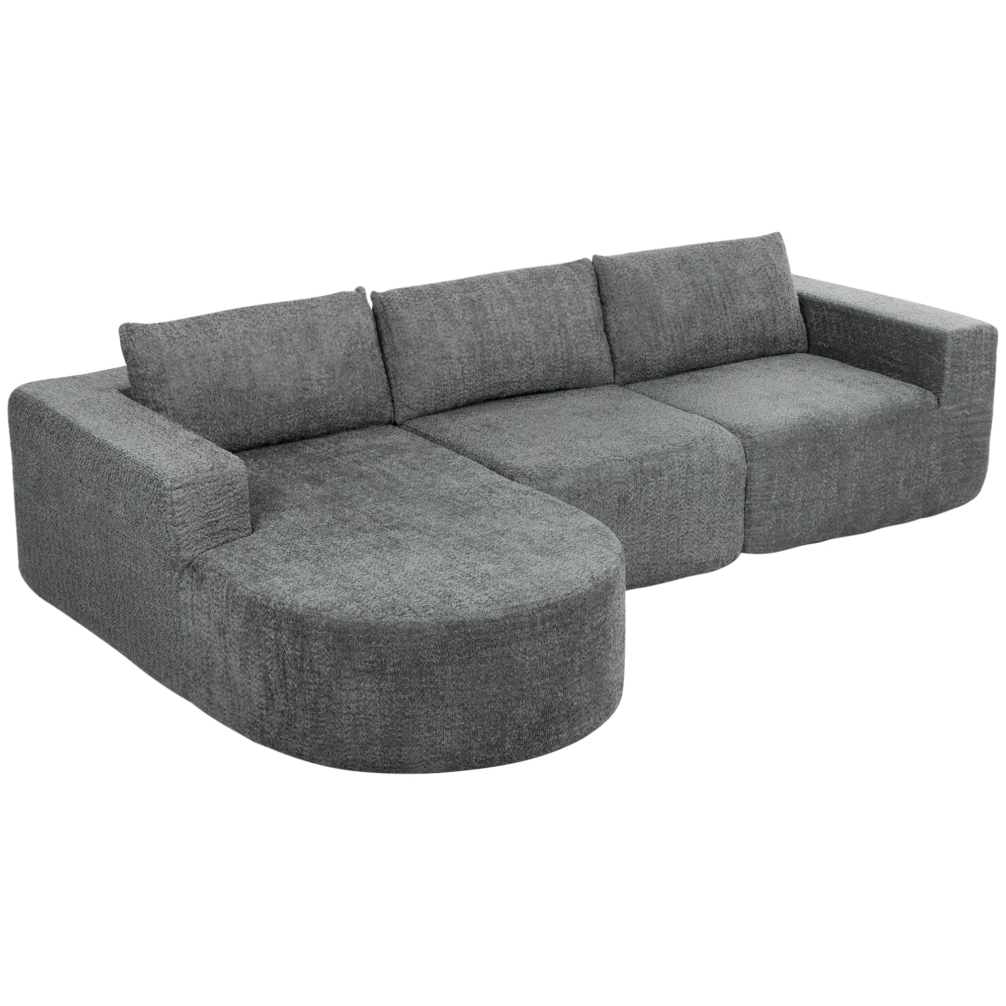 Aosom L Shaped Modular Sectional Sofa - Dark Grey-DECOROLALA