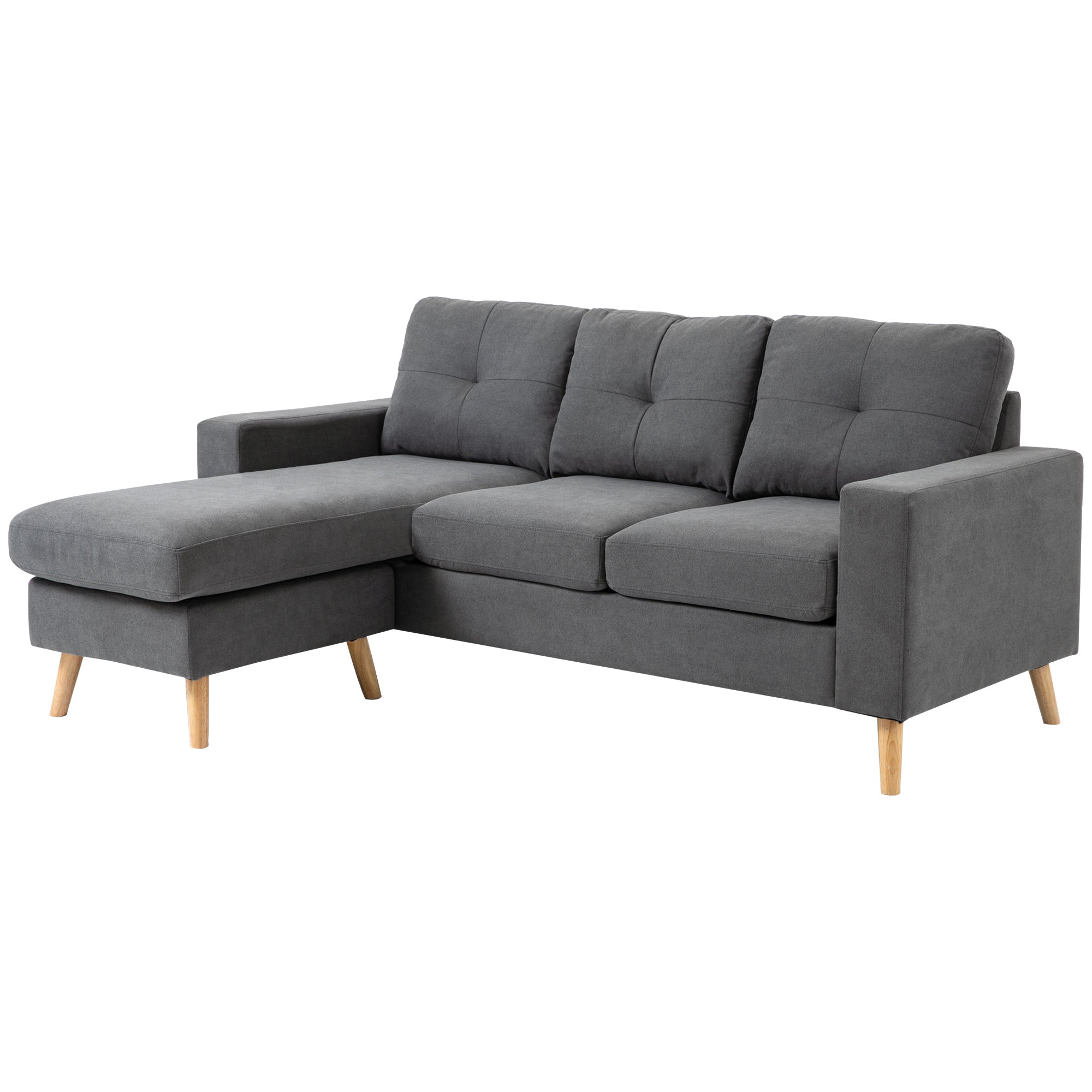 Aosom L-Shaped Sectional Sofa Reversible Chaise Dark Grey-DECOROLALA