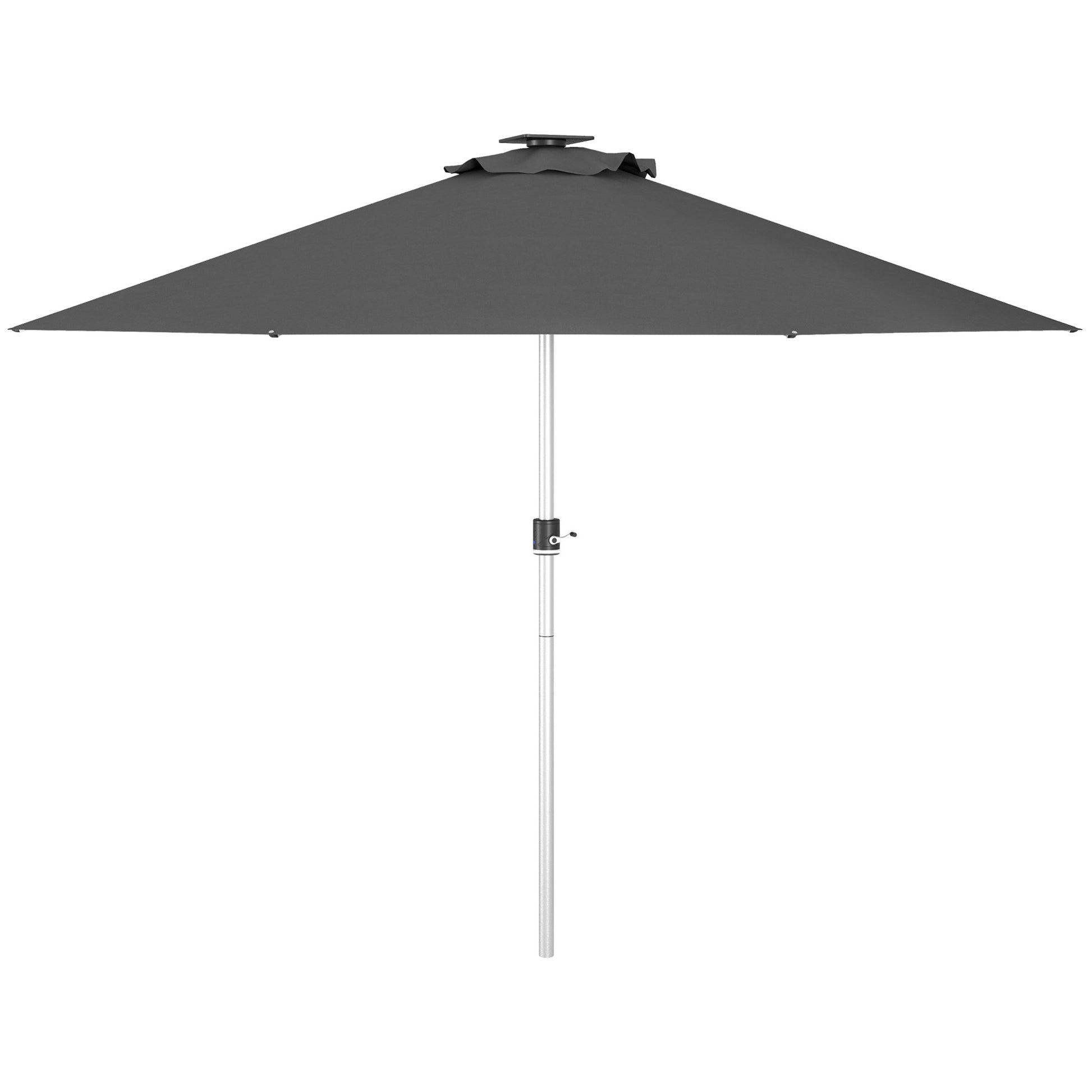 Aosom LED Patio Umbrella 9.6' Solar USB Charcoal-DECOROLALA