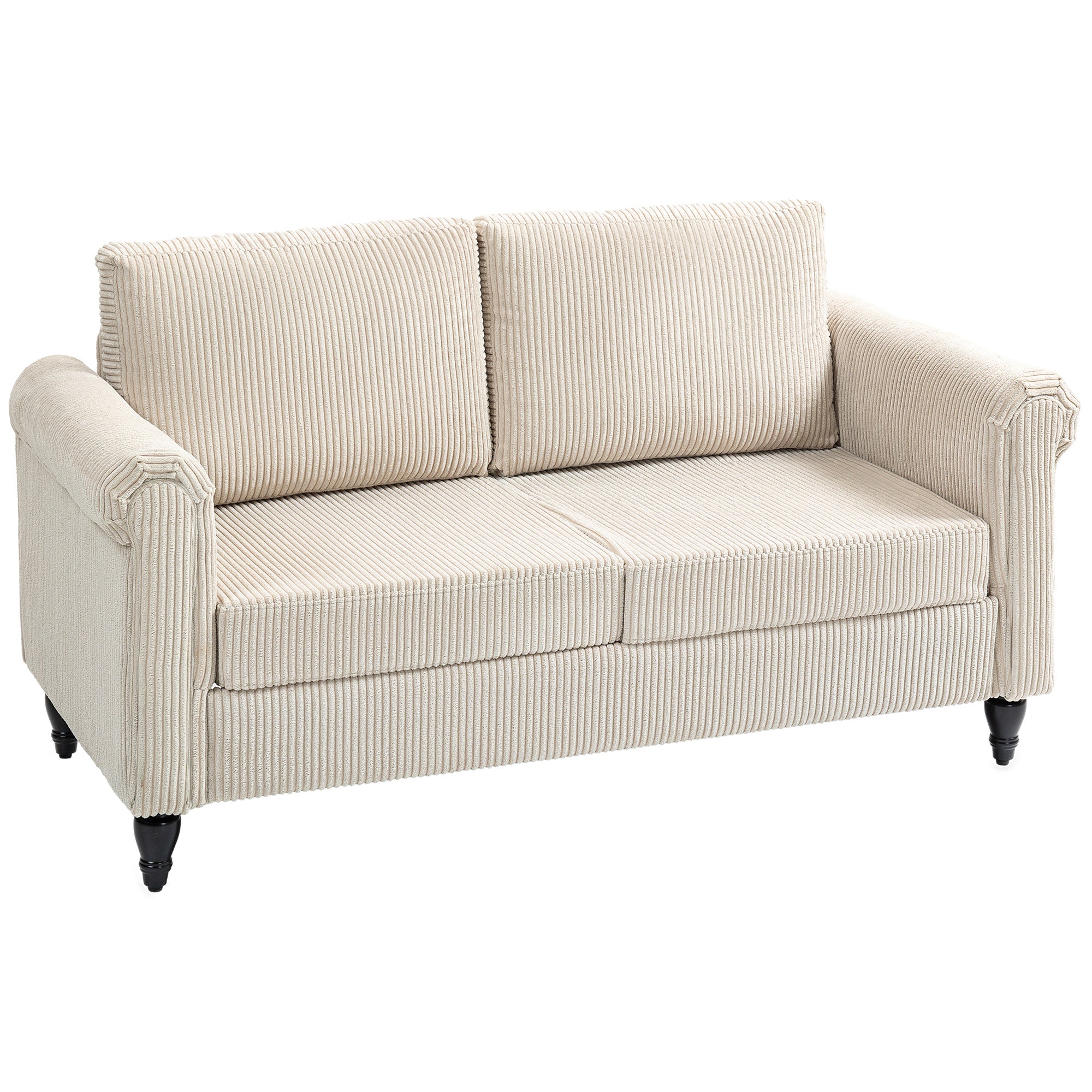 Aosom Loveseat Sofa - Beige 2 Seater Rolled Arms-DECOROLALA