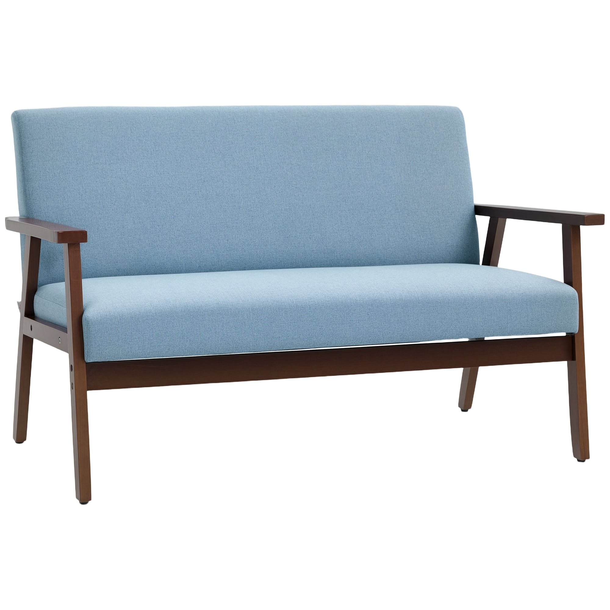 Aosom Loveseat Sofa - Blue Linen 2-Seater-DECOROLALA