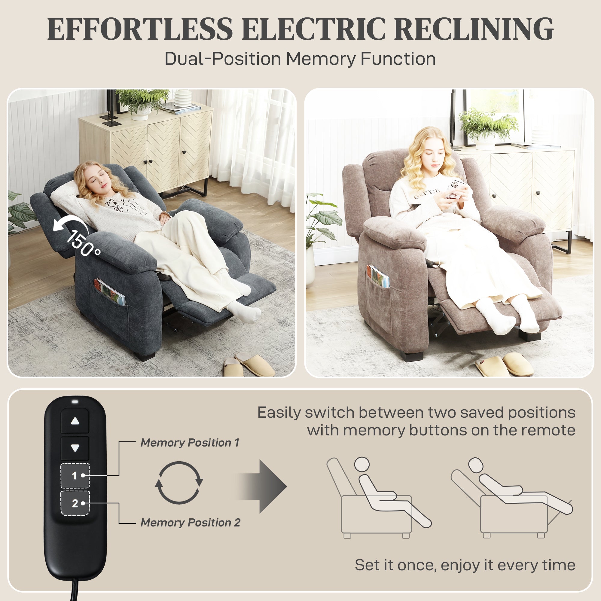 Aosom Massage Recliner Chair - Dark Grey Power Recline-DECOROLALA