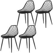 Aosom Modern Dining Chairs Set of 4 - Black Plastic with Metal Legs-Home Furnishings > Kitchen & Dining Furniture > Dining Chairs-DECOROLALA