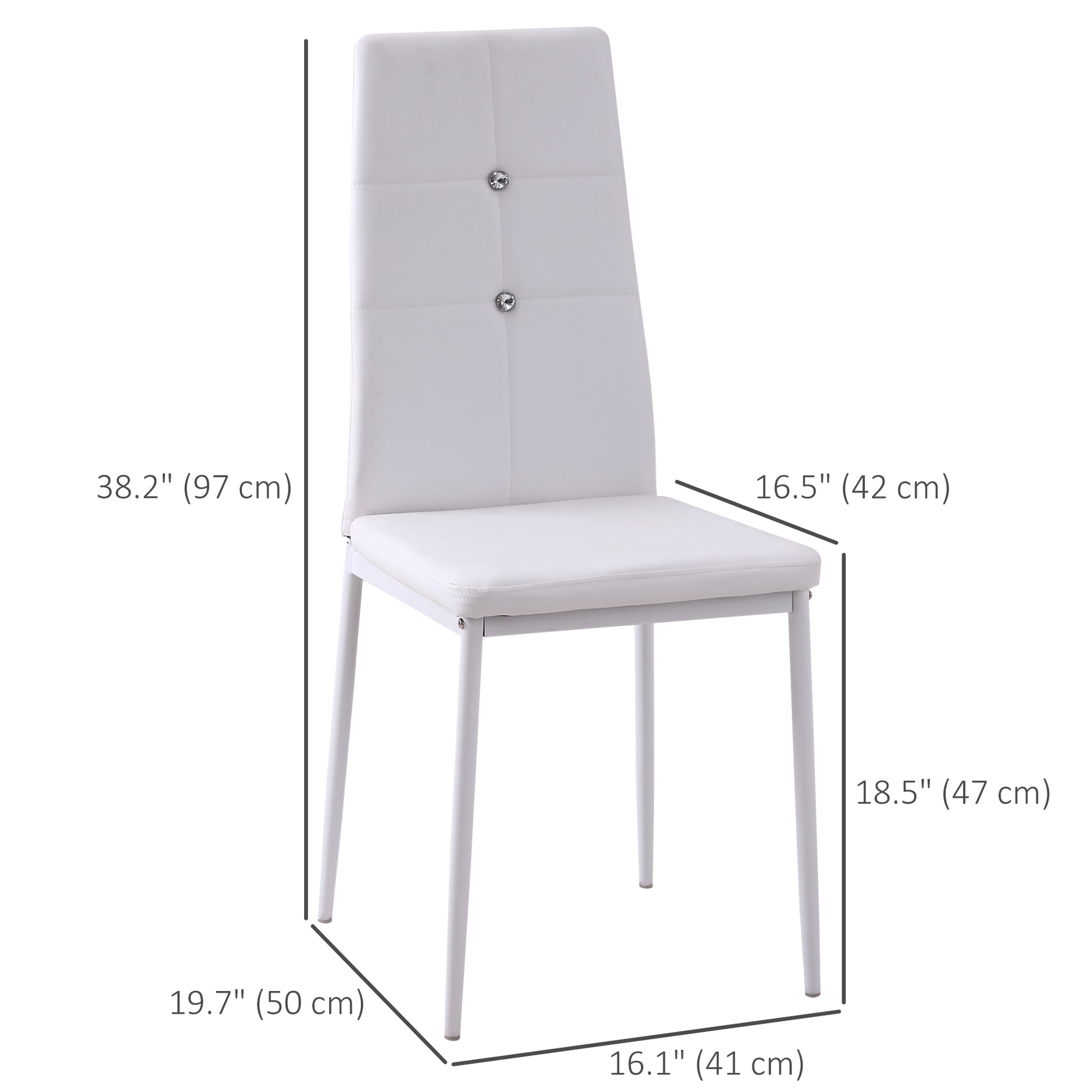 Aosom Modern Dining Chairs Set of 4 - White Button Tufted PU Seat-Home Furnishings > Kitchen & Dining Furniture > Dining Chairs-DECOROLALA