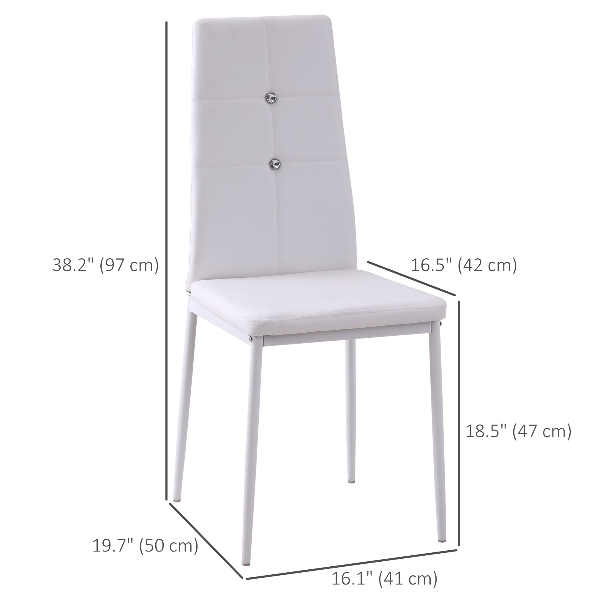 Aosom Modern Dining Chairs Set of 4 - White Button Tufted PU Seat-Home Furnishings > Kitchen & Dining Furniture > Dining Chairs-DECOROLALA