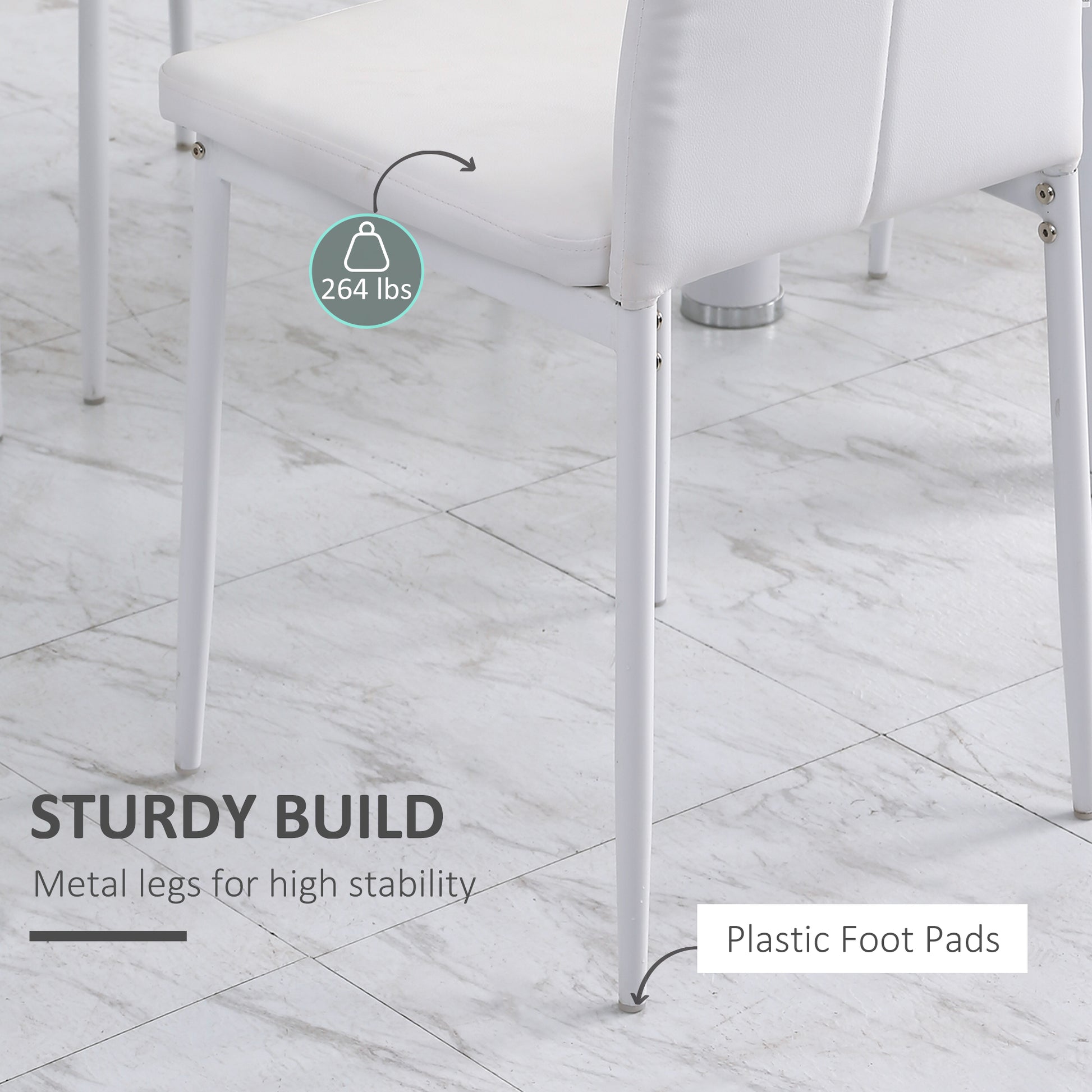 Aosom Modern Dining Chairs Set of 4 - White Button Tufted PU Seat-Home Furnishings > Kitchen & Dining Furniture > Dining Chairs-DECOROLALA