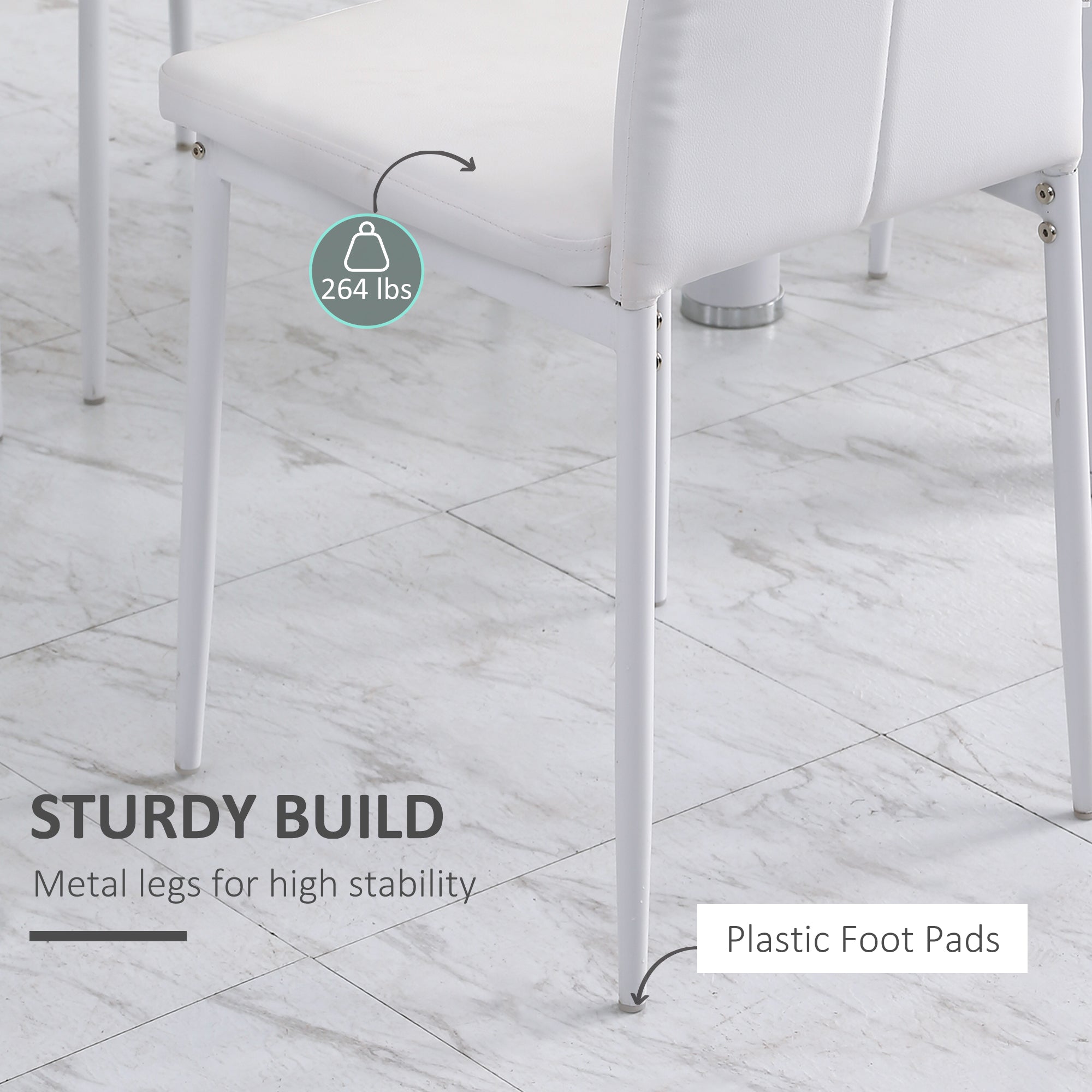Aosom Modern Dining Chairs Set of 4 - White Button Tufted PU Seat-Home Furnishings > Kitchen & Dining Furniture > Dining Chairs-DECOROLALA