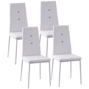 Aosom Modern Dining Chairs Set of 4 - White Button Tufted PU Seat-Home Furnishings > Kitchen & Dining Furniture > Dining Chairs-DECOROLALA