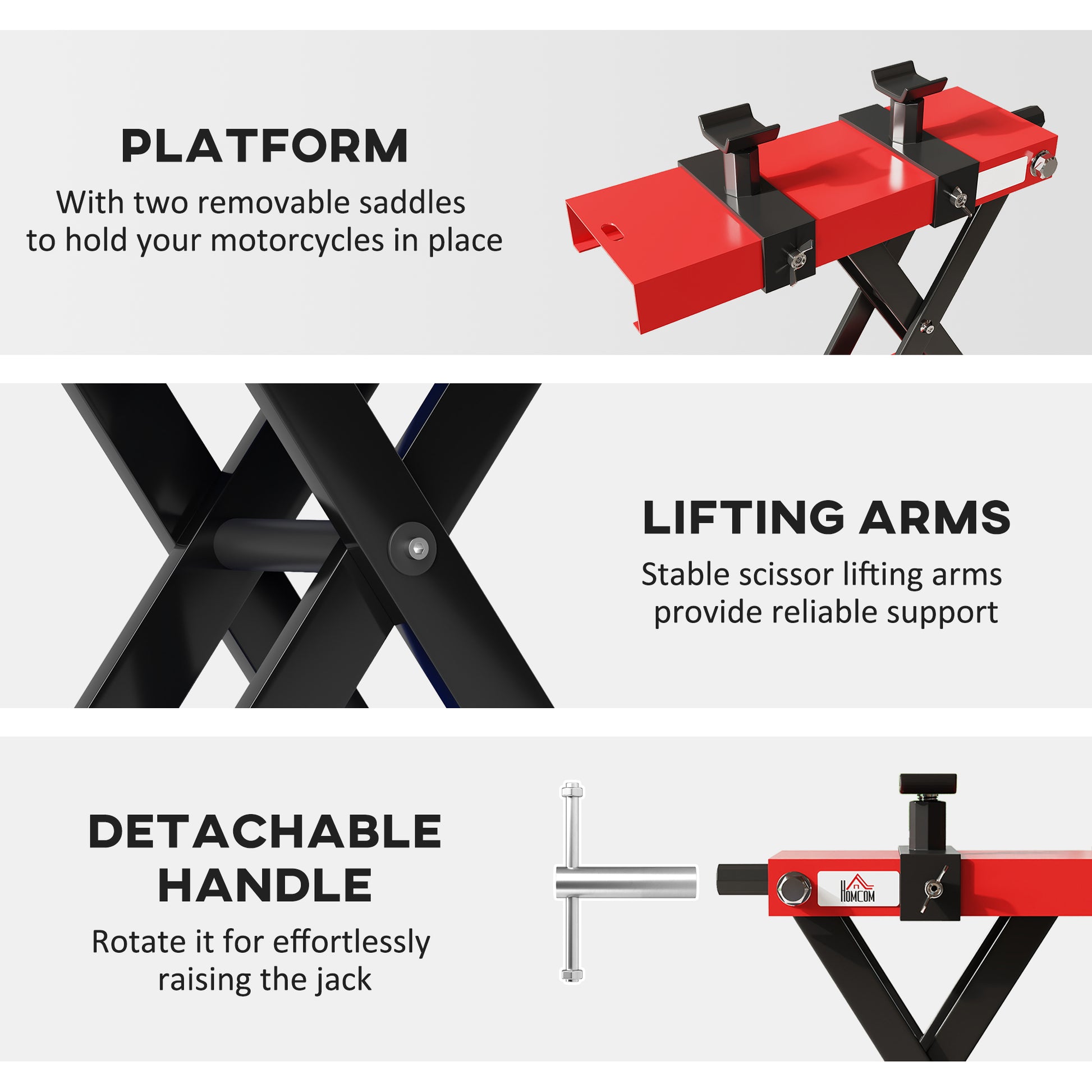 Aosom Motorcycle Scissor Lift Jack - 1100 lbs Steel Stand, Red-Home Improvement > Tools > Automotive-DECOROLALA