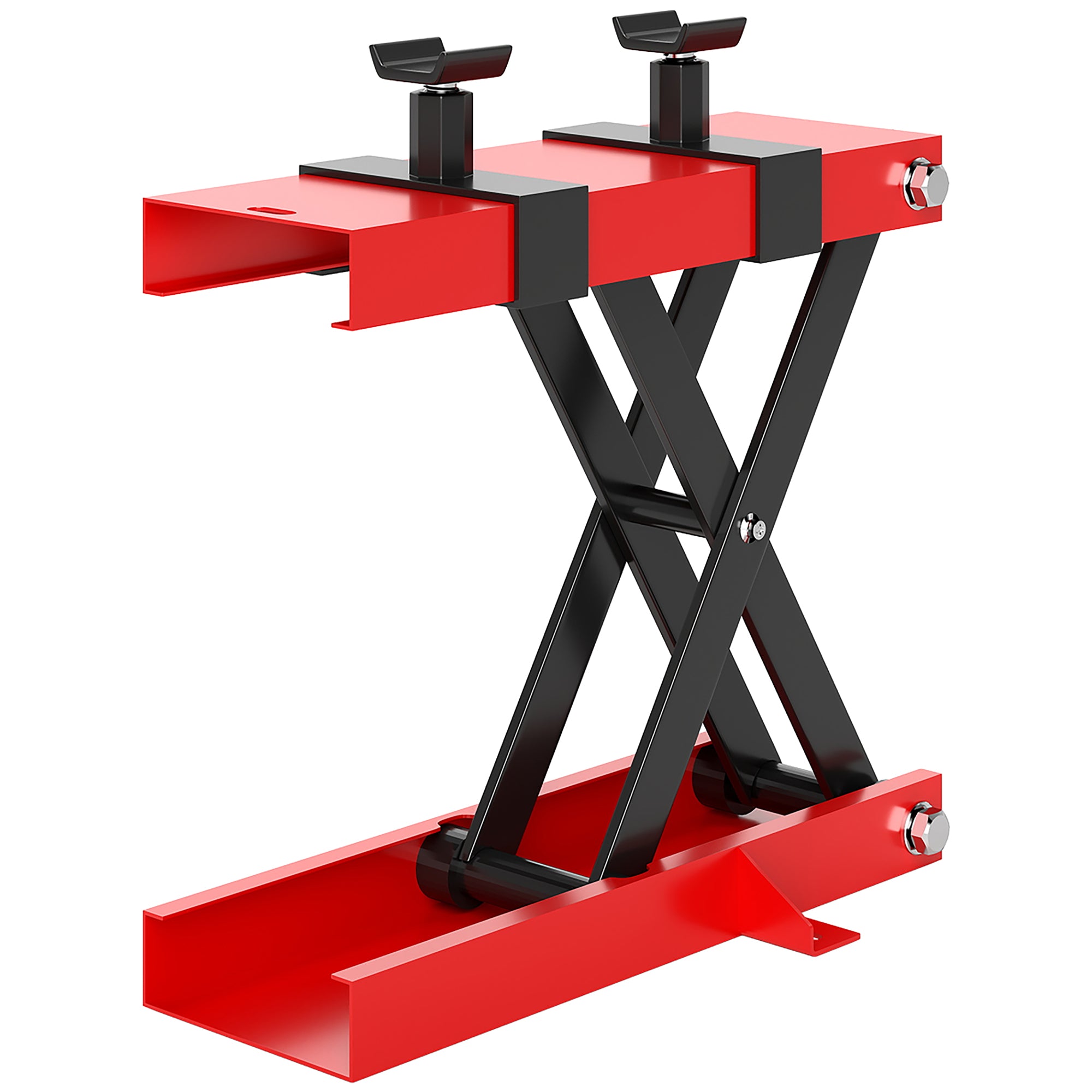 Aosom Motorcycle Scissor Lift Jack - 1100 lbs Steel Stand, Red-Home Improvement > Tools > Automotive-DECOROLALA