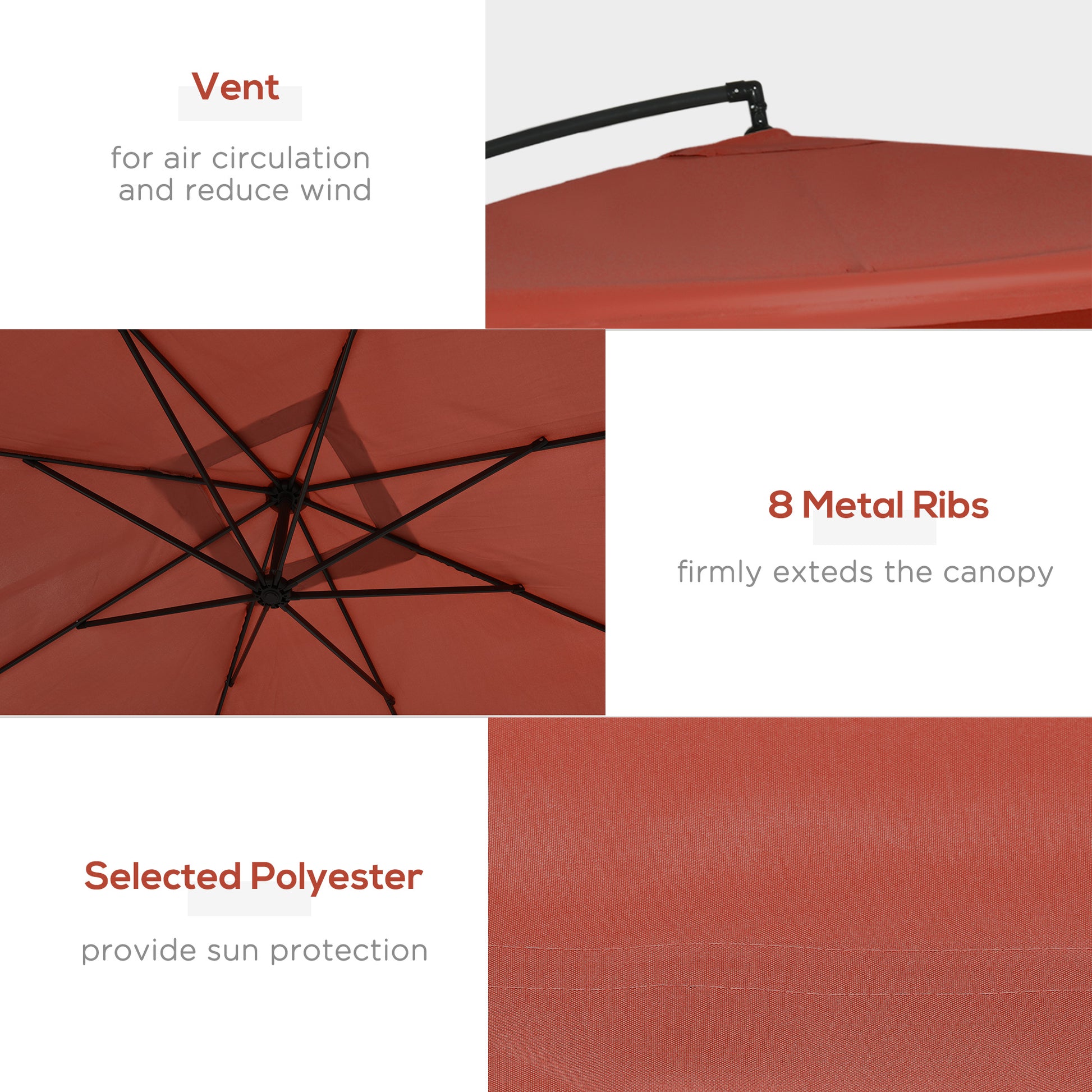 Aosom Offset Patio Umbrella 10ft Square - Beige Net-DECOROLALA