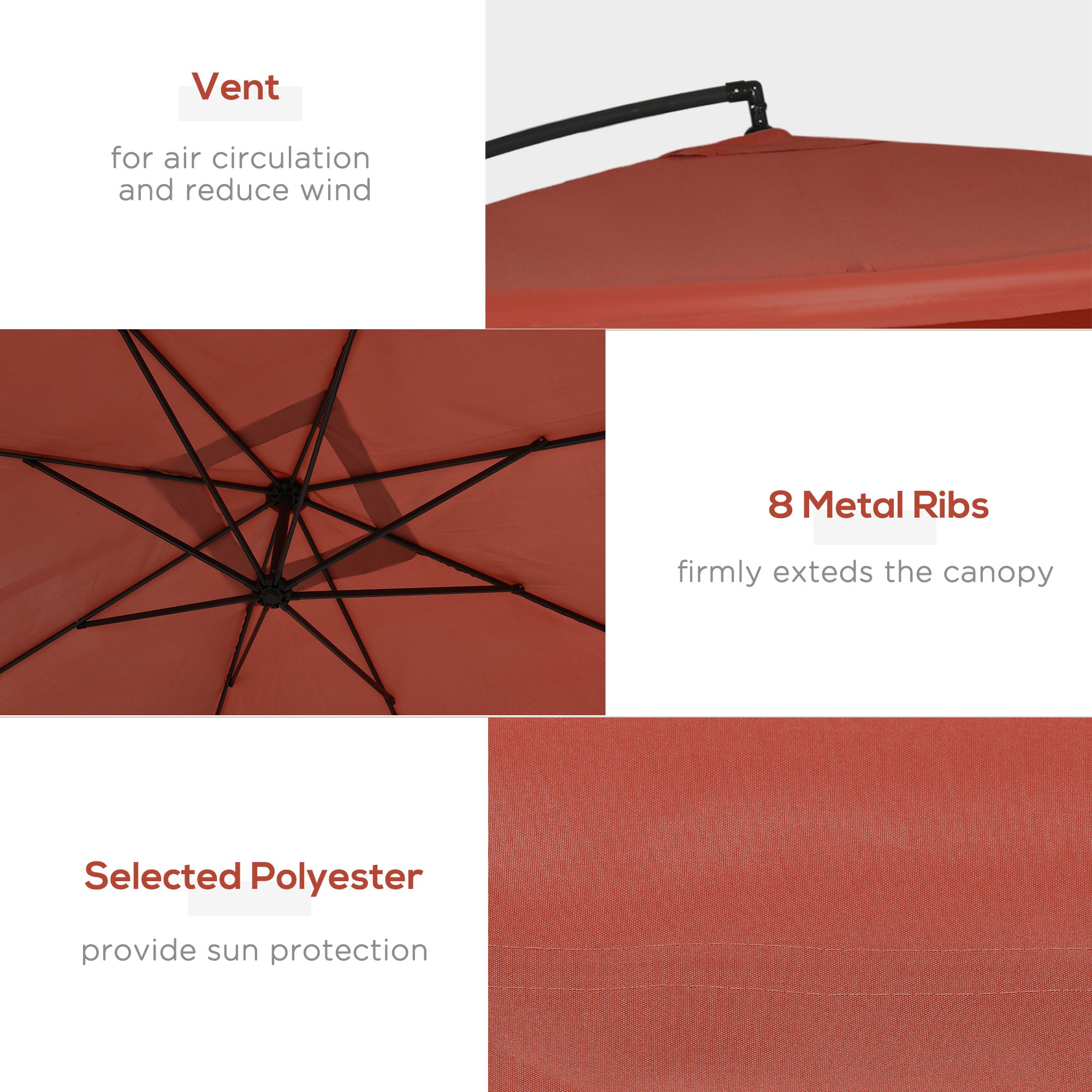 Aosom Offset Patio Umbrella 10ft Square - Beige Net-DECOROLALA