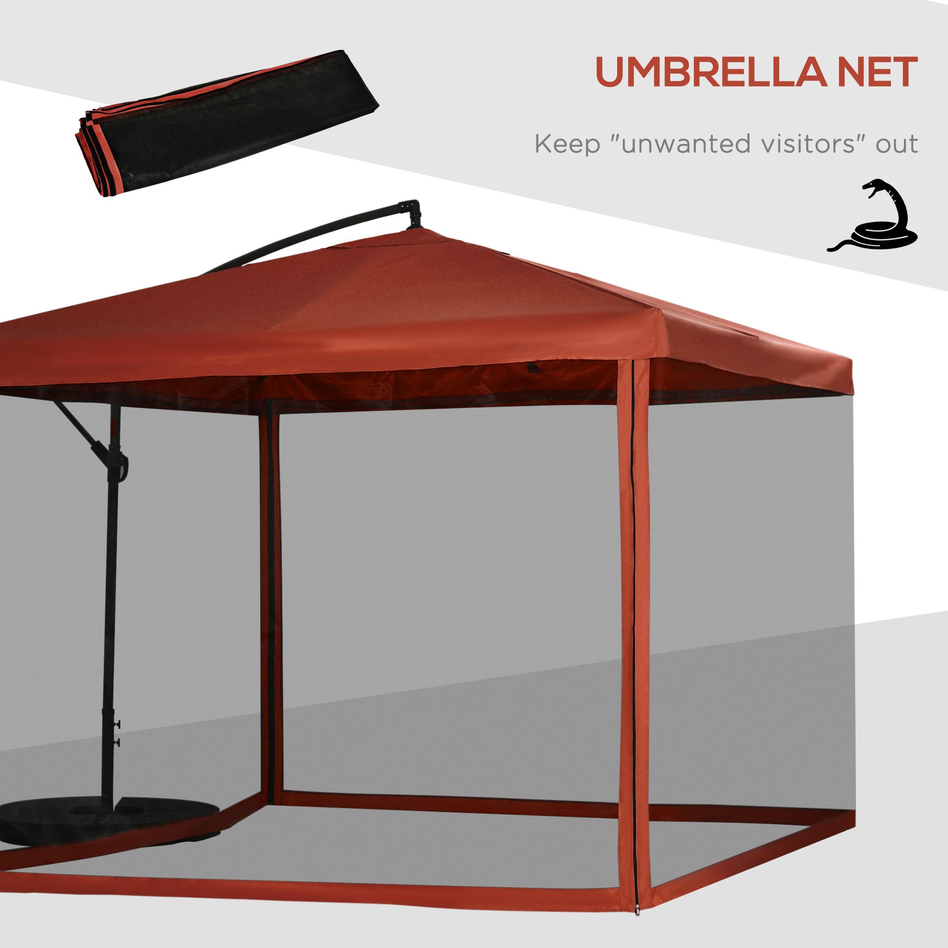 Aosom Offset Patio Umbrella 10ft Square - Beige Net-DECOROLALA