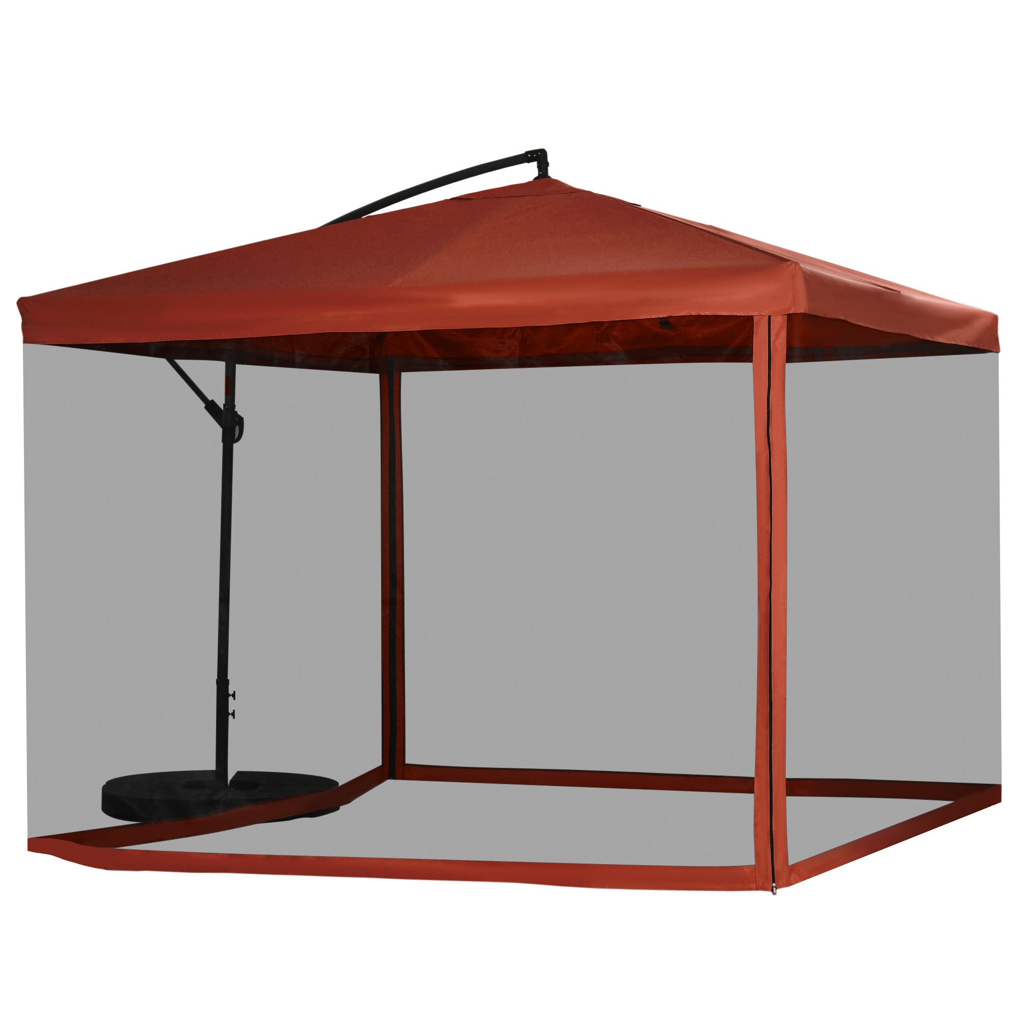 Aosom Offset Patio Umbrella 10ft Square - Beige Net-DECOROLALA