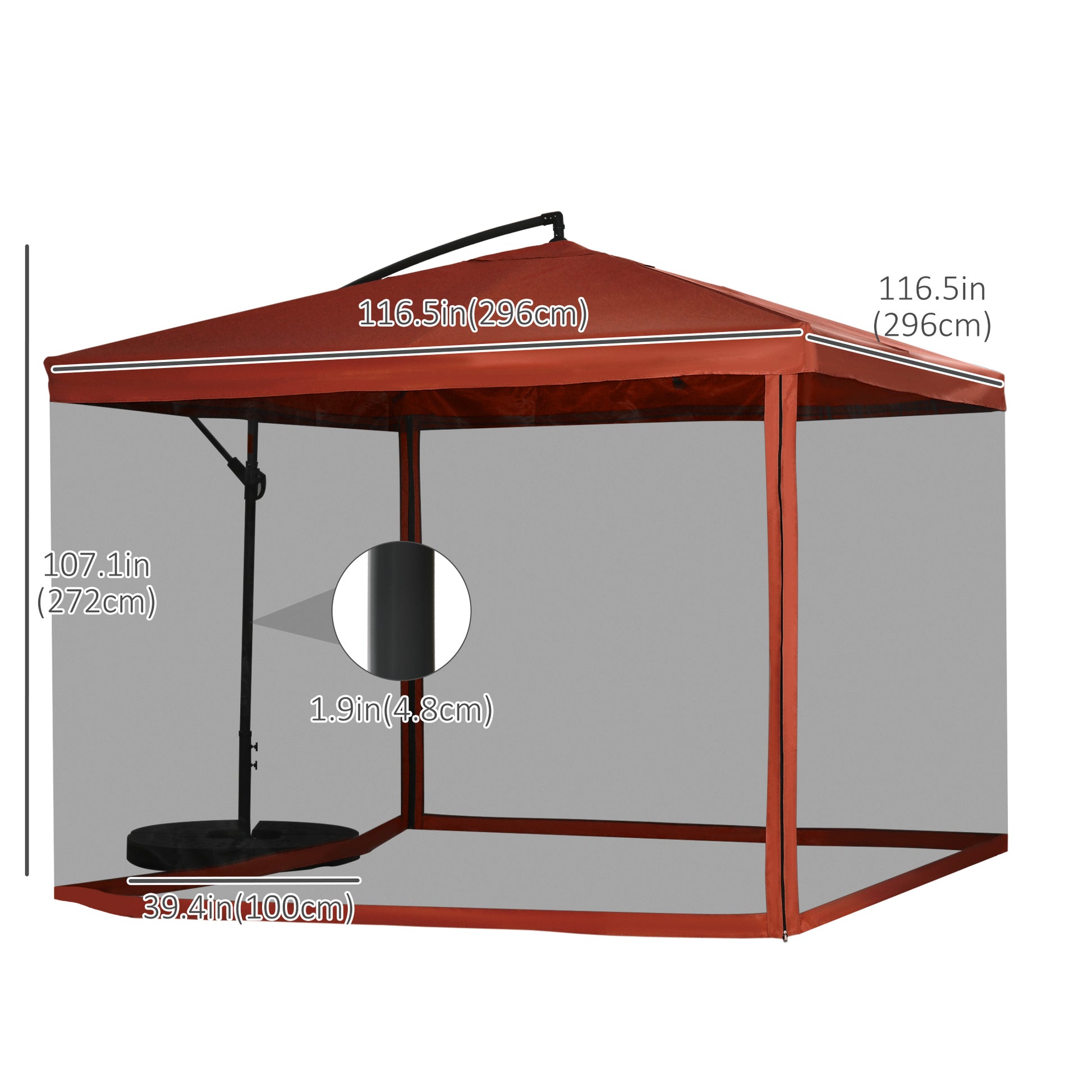 Aosom Offset Patio Umbrella 10ft Square - Beige Net-DECOROLALA