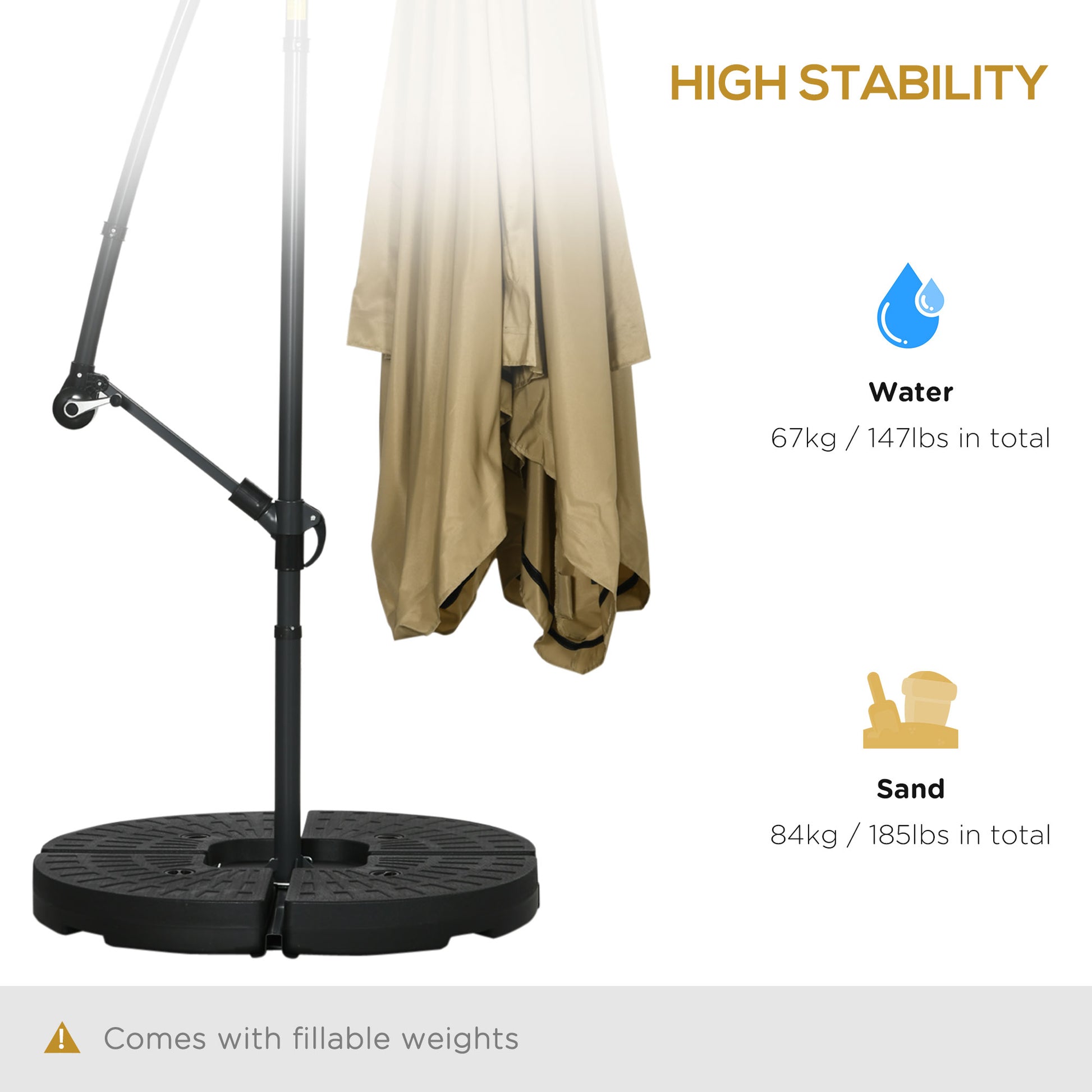 Aosom Offset Patio Umbrella 10ft Square - Beige Net-DECOROLALA