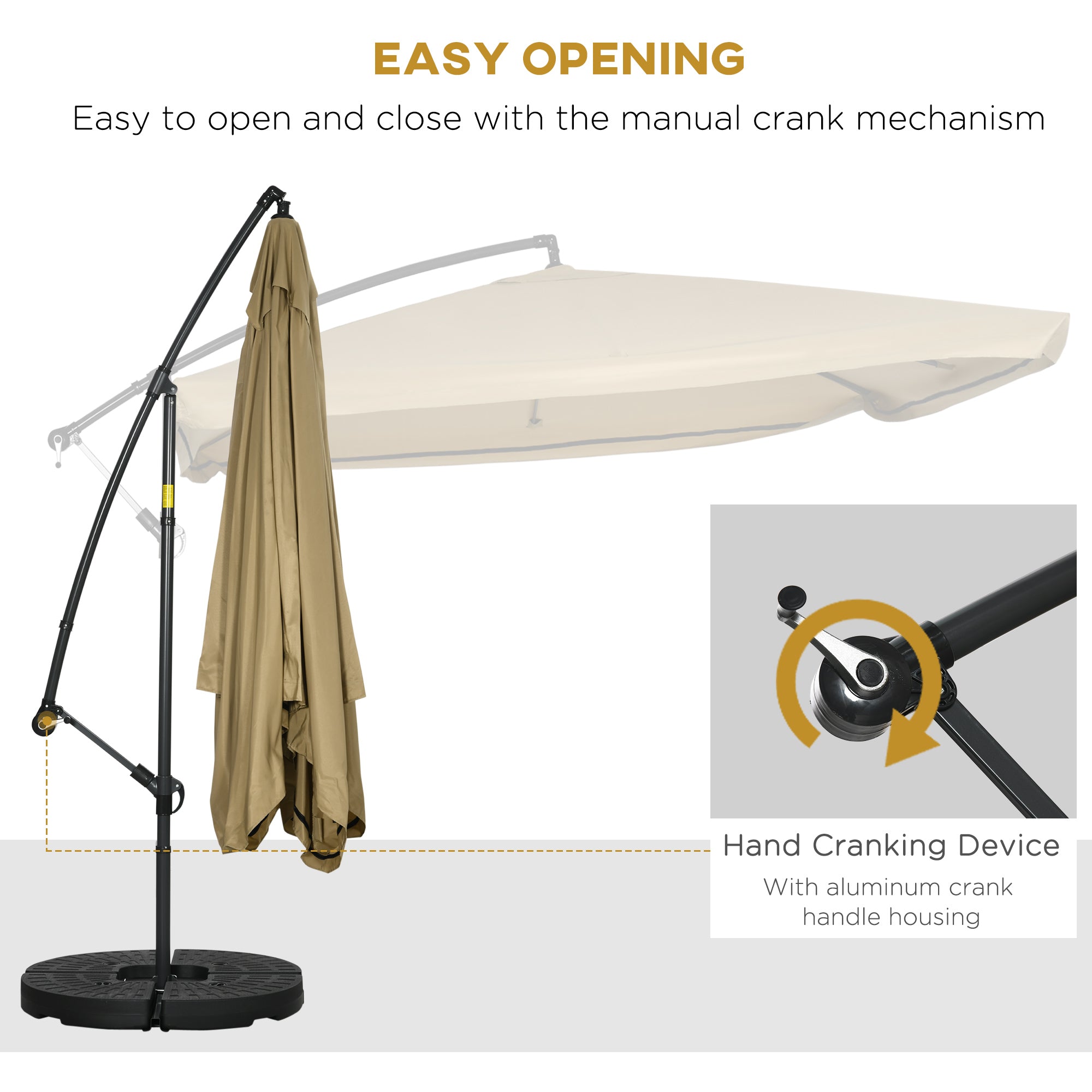 Aosom Offset Patio Umbrella 10ft Square - Beige Net-DECOROLALA