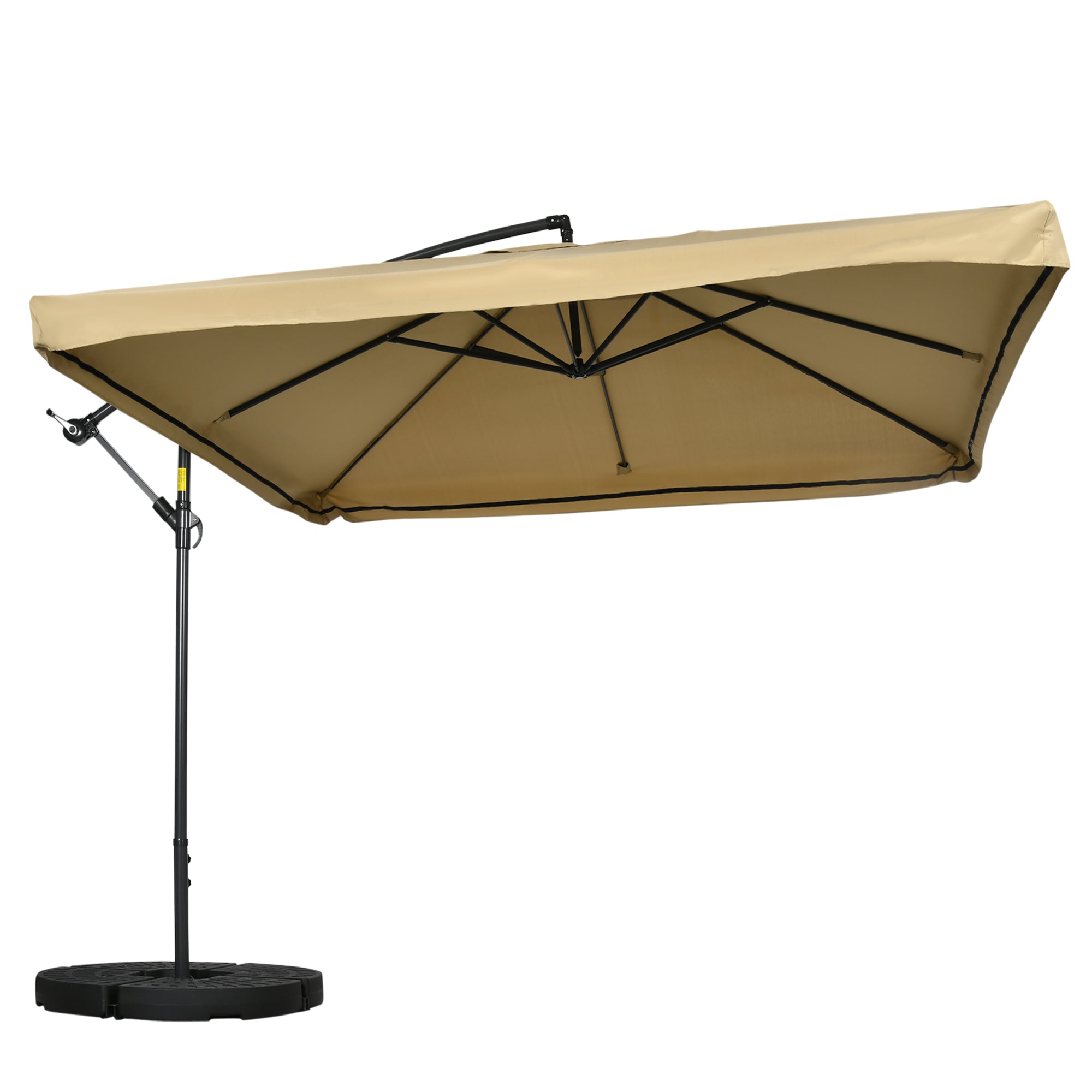 Aosom Offset Patio Umbrella 10ft Square - Beige Net-DECOROLALA