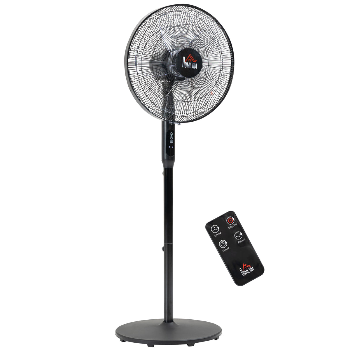 Aosom Oscillating Pedestal Fan with Remote - Black 18h Timer-Fans-DECOROLALA