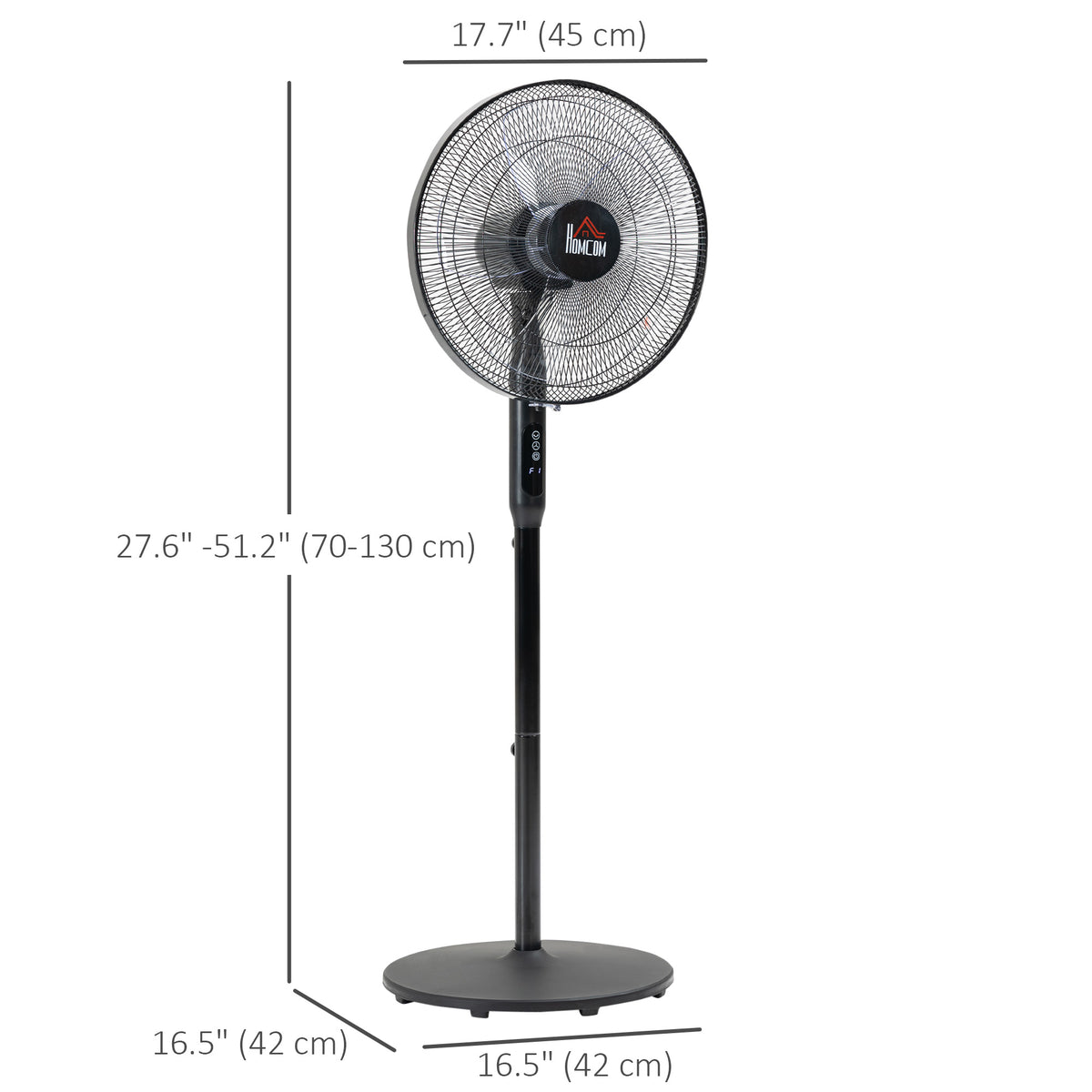 Aosom Oscillating Pedestal Fan with Remote - Black 18h Timer-Fans-DECOROLALA