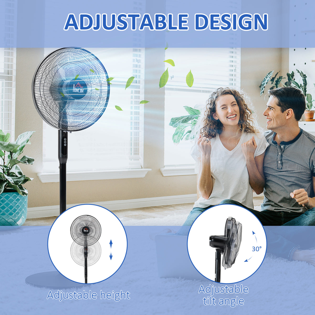 Aosom Oscillating Pedestal Fan with Remote - Black 18h Timer-Fans-DECOROLALA