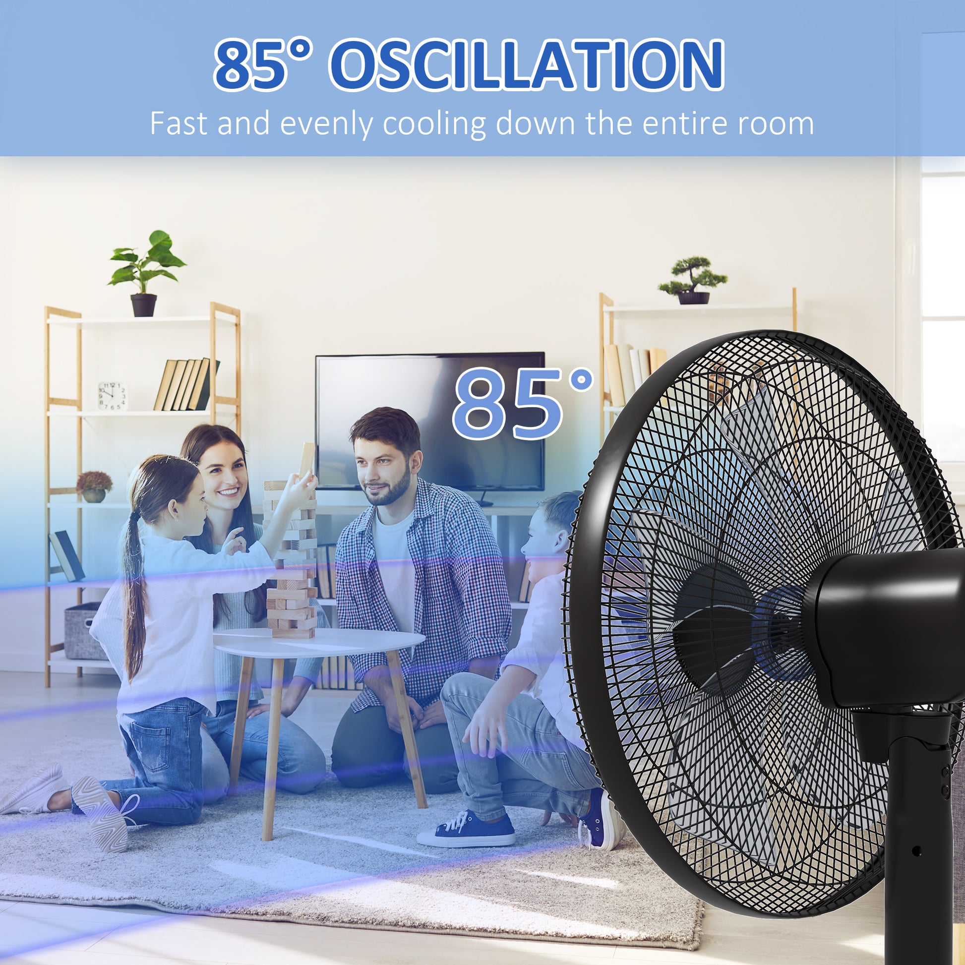 Aosom Oscillating Pedestal Fan with Remote - Black 18h Timer-Fans-DECOROLALA