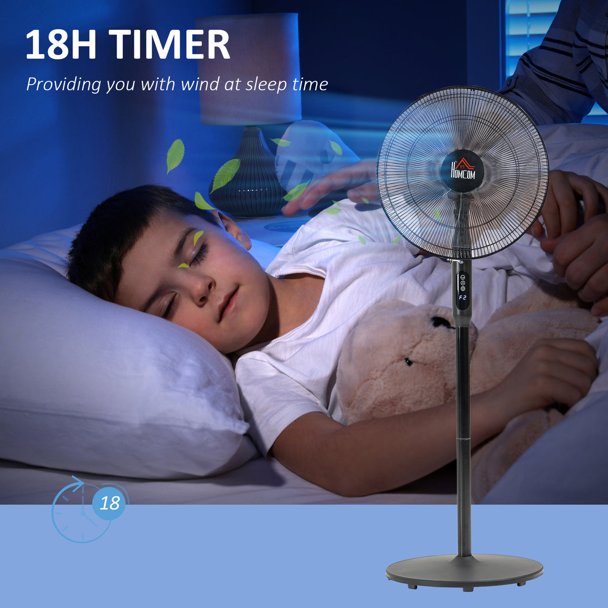 Aosom Oscillating Pedestal Fan with Remote - Black 18h Timer-Fans-DECOROLALA