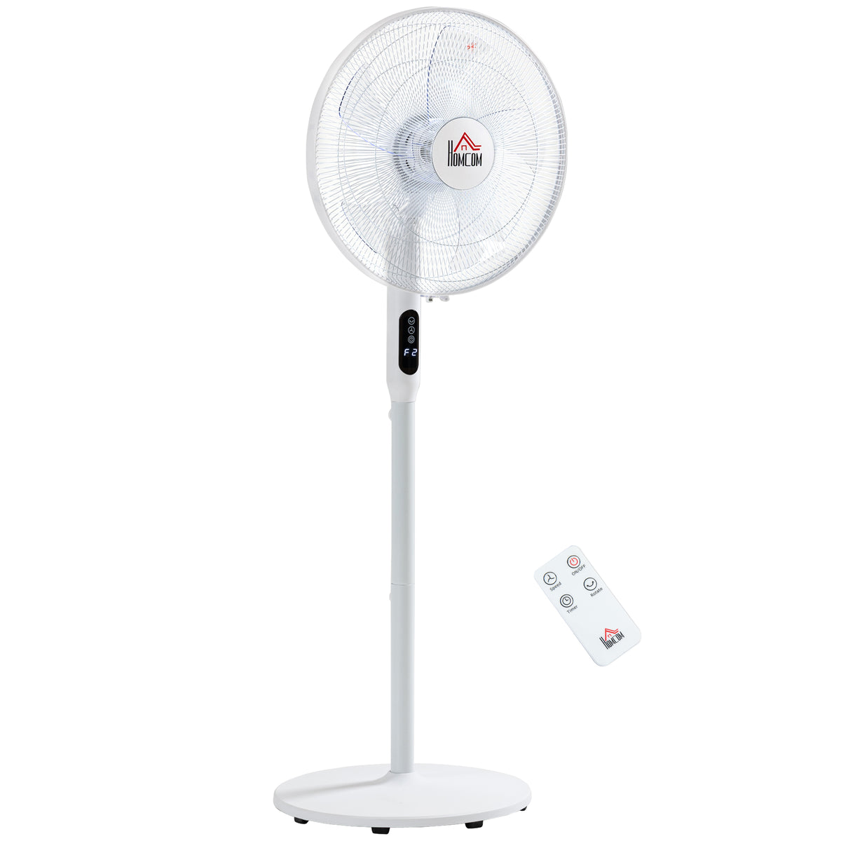 Aosom Oscillating Pedestal Fan with Remote - White 18h Timer-Fans-DECOROLALA