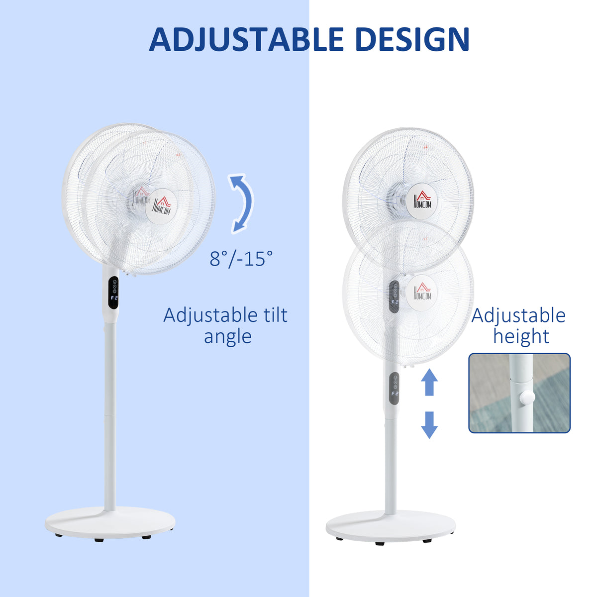 Aosom Oscillating Pedestal Fan with Remote - White 18h Timer-Fans-DECOROLALA