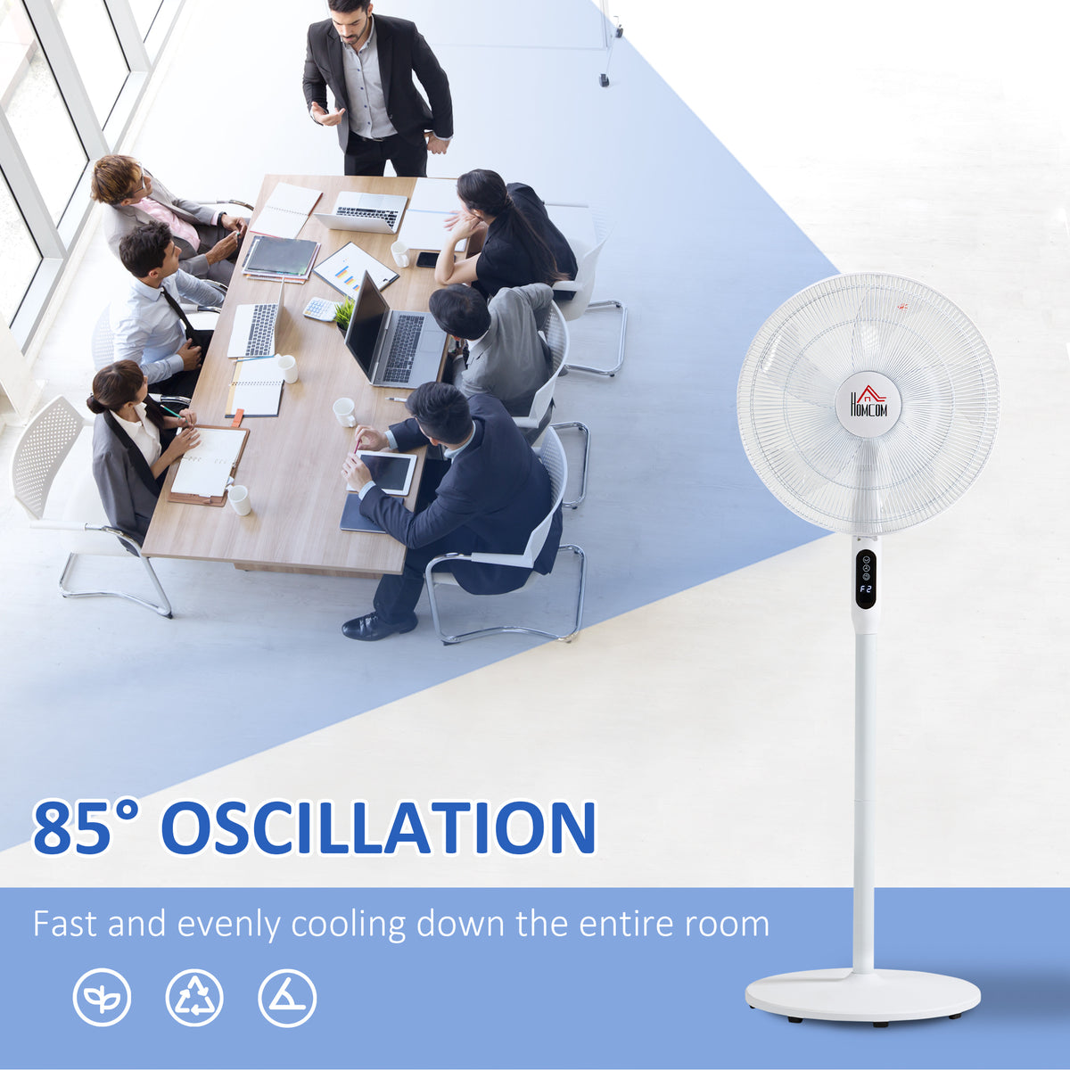 Aosom Oscillating Pedestal Fan with Remote - White 18h Timer-Fans-DECOROLALA