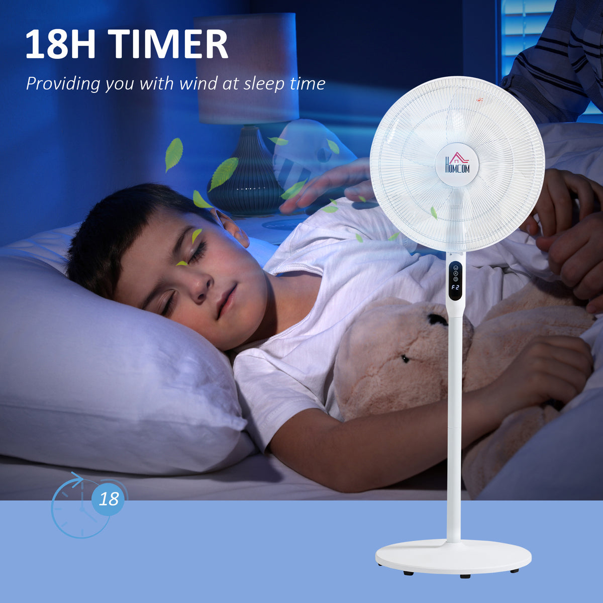 Aosom Oscillating Pedestal Fan with Remote - White 18h Timer-Fans-DECOROLALA