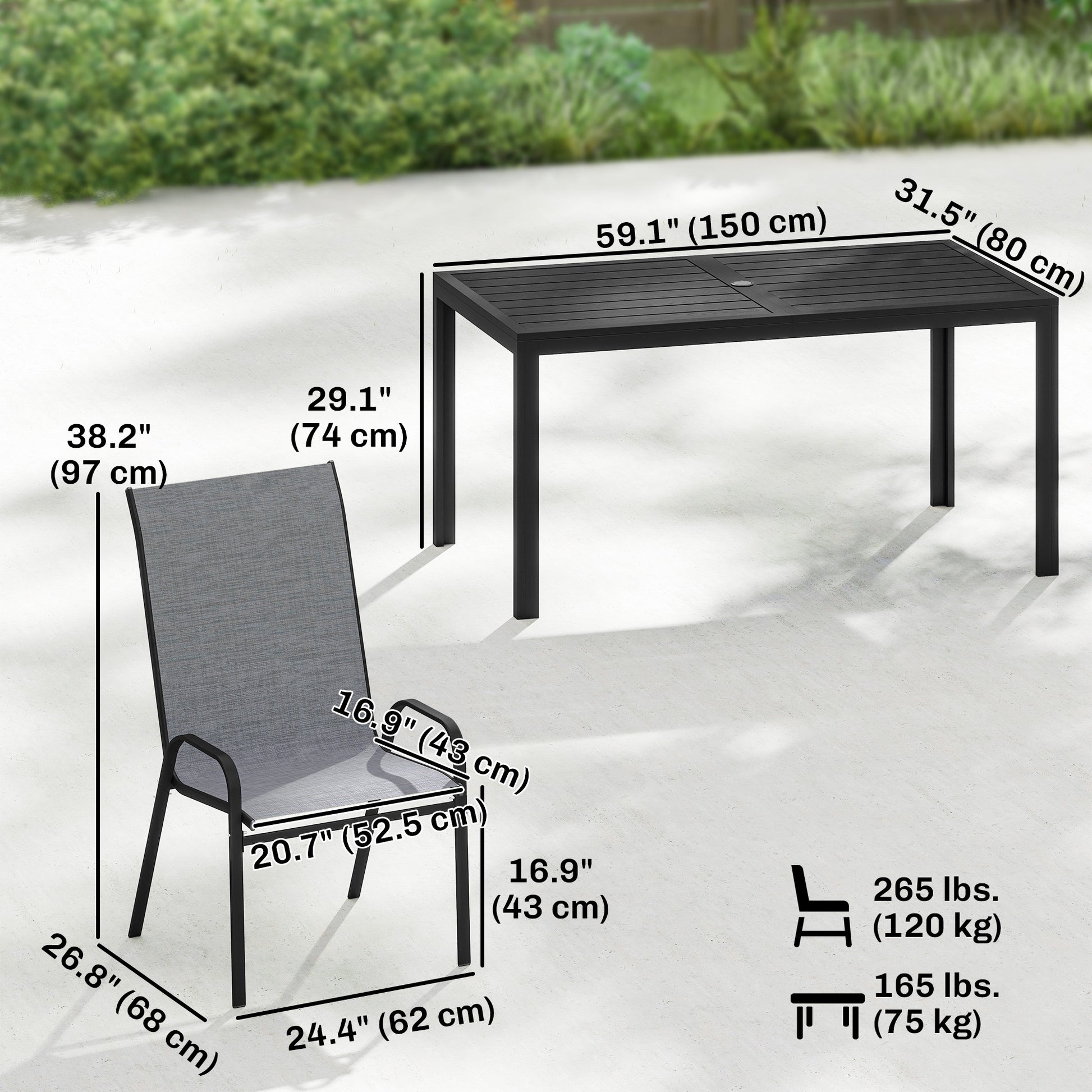 Aosom Outdoor Dining Set 6 Seater - Mixed Grey-DECOROLALA