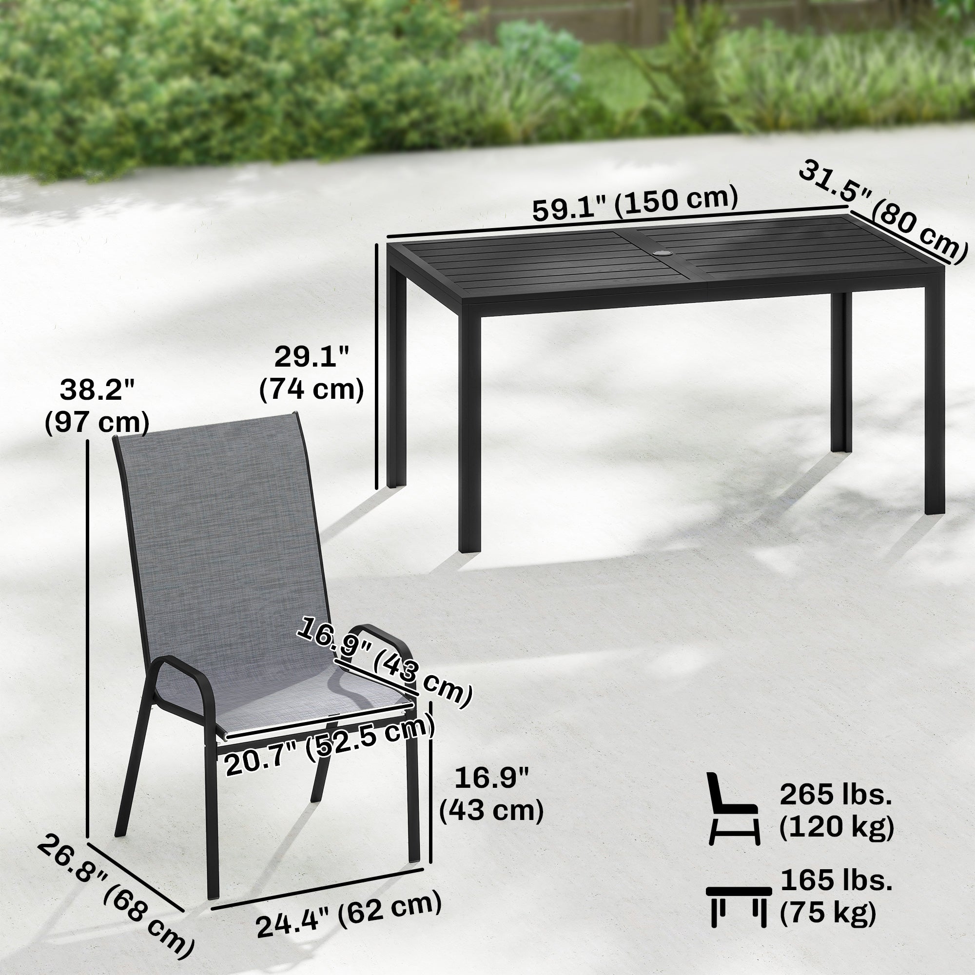 Aosom Outdoor Dining Set 6 Seater - Mixed Grey-DECOROLALA