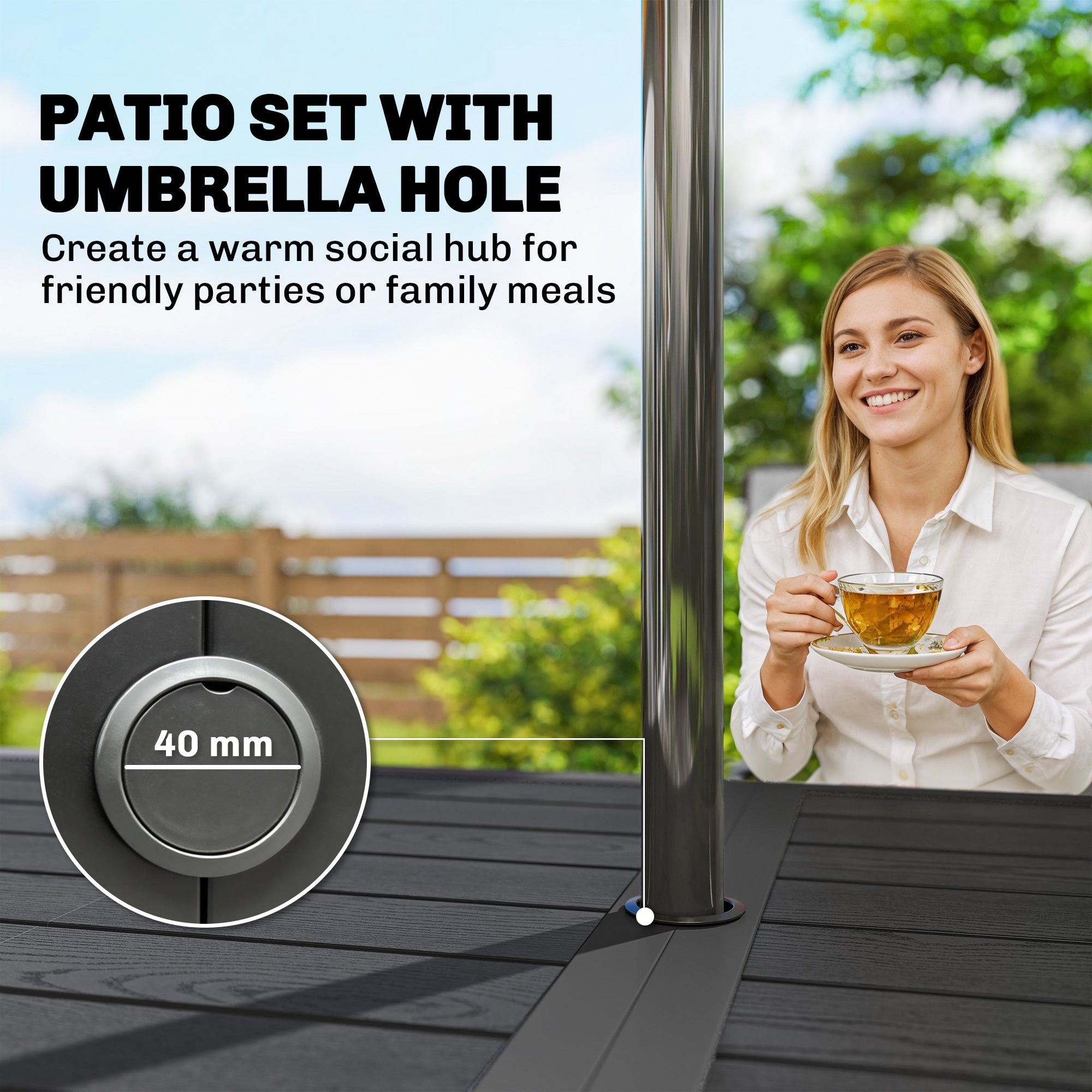 Aosom Outdoor Dining Set 6 Seater - Mixed Grey-DECOROLALA
