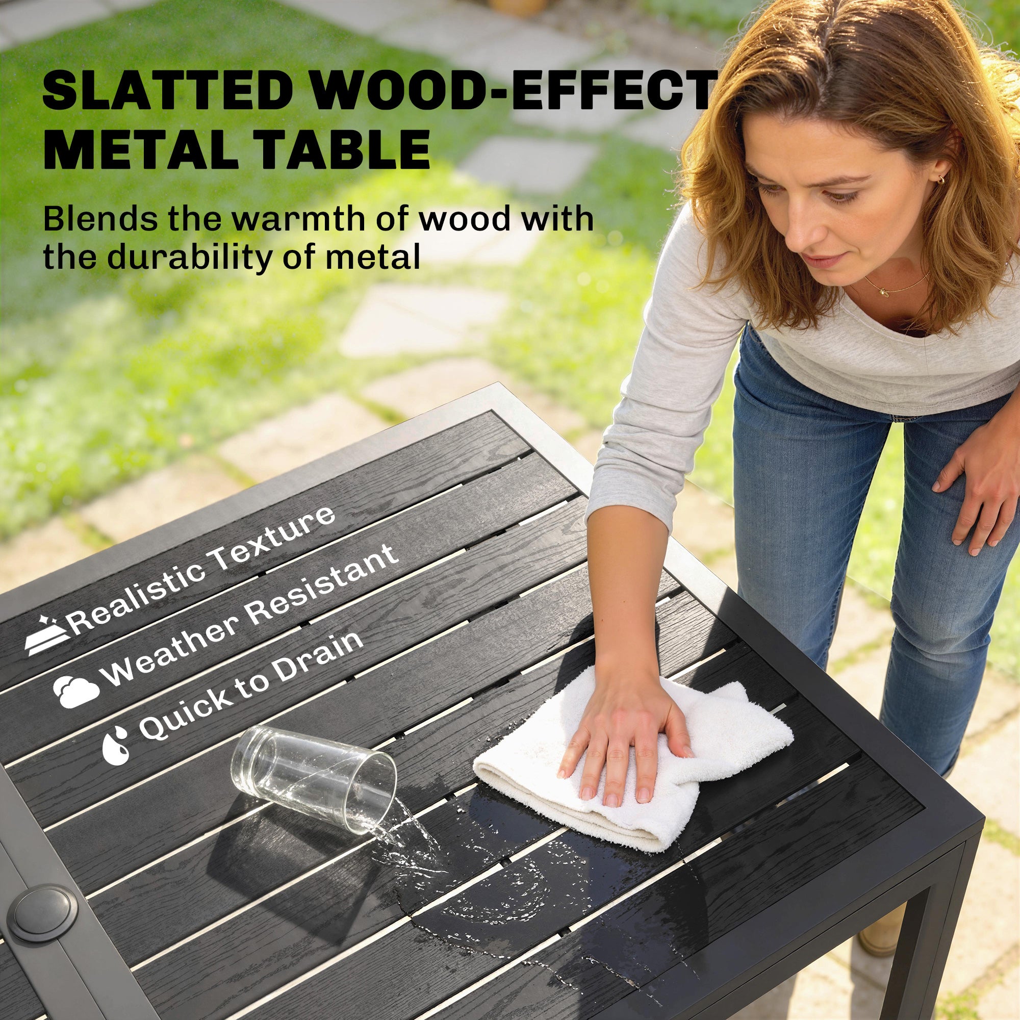 Aosom Outdoor Dining Set 6 Seater - Mixed Grey-DECOROLALA