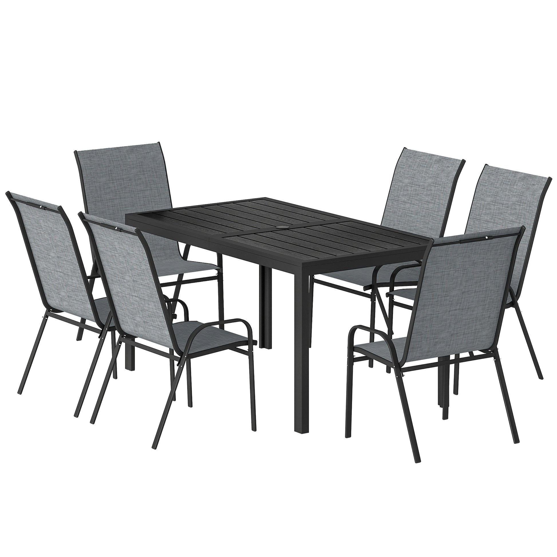 Aosom Outdoor Dining Set 6 Seater - Mixed Grey-DECOROLALA