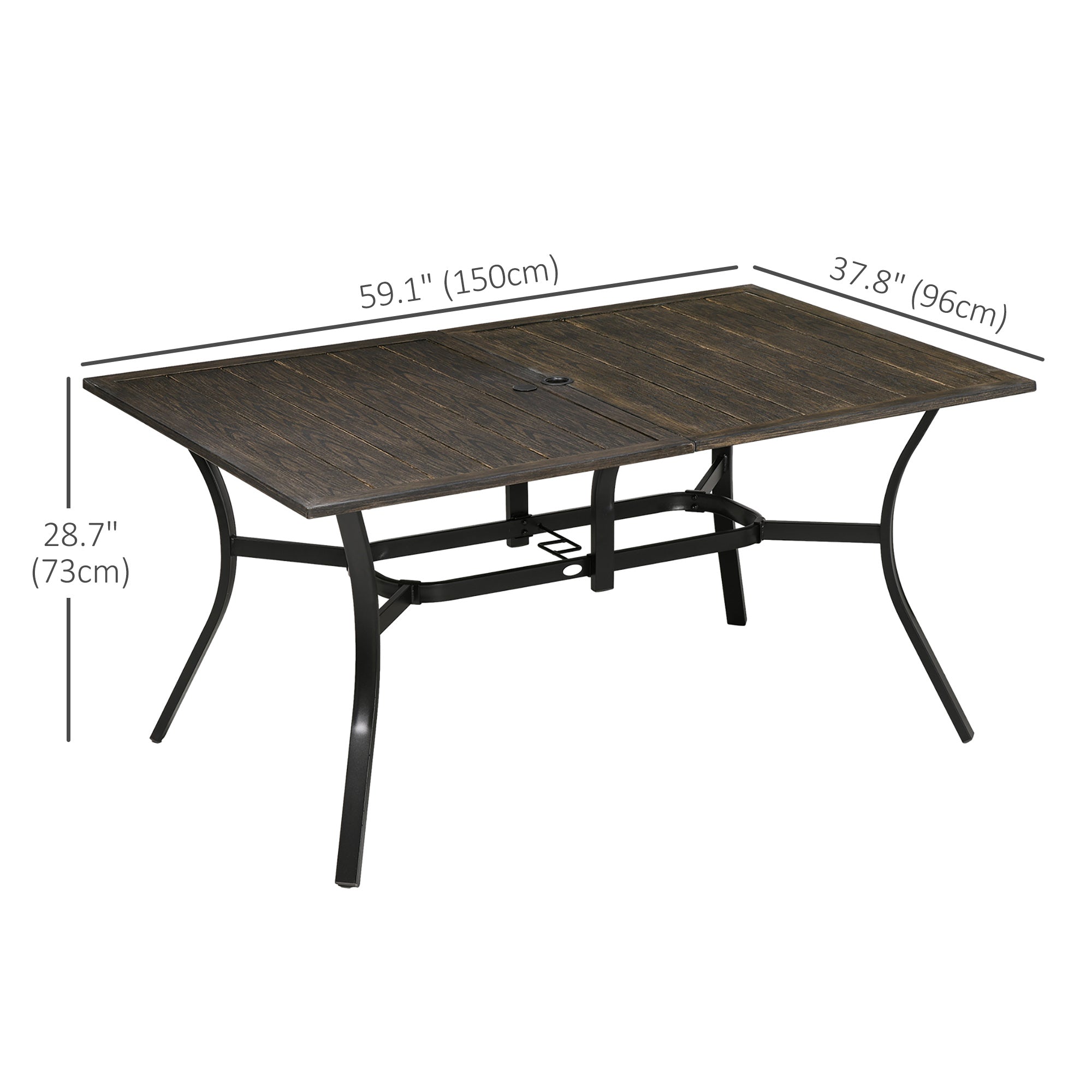 Aosom Outdoor Dining Table 59" - Brown Wood, Seats 6-DECOROLALA