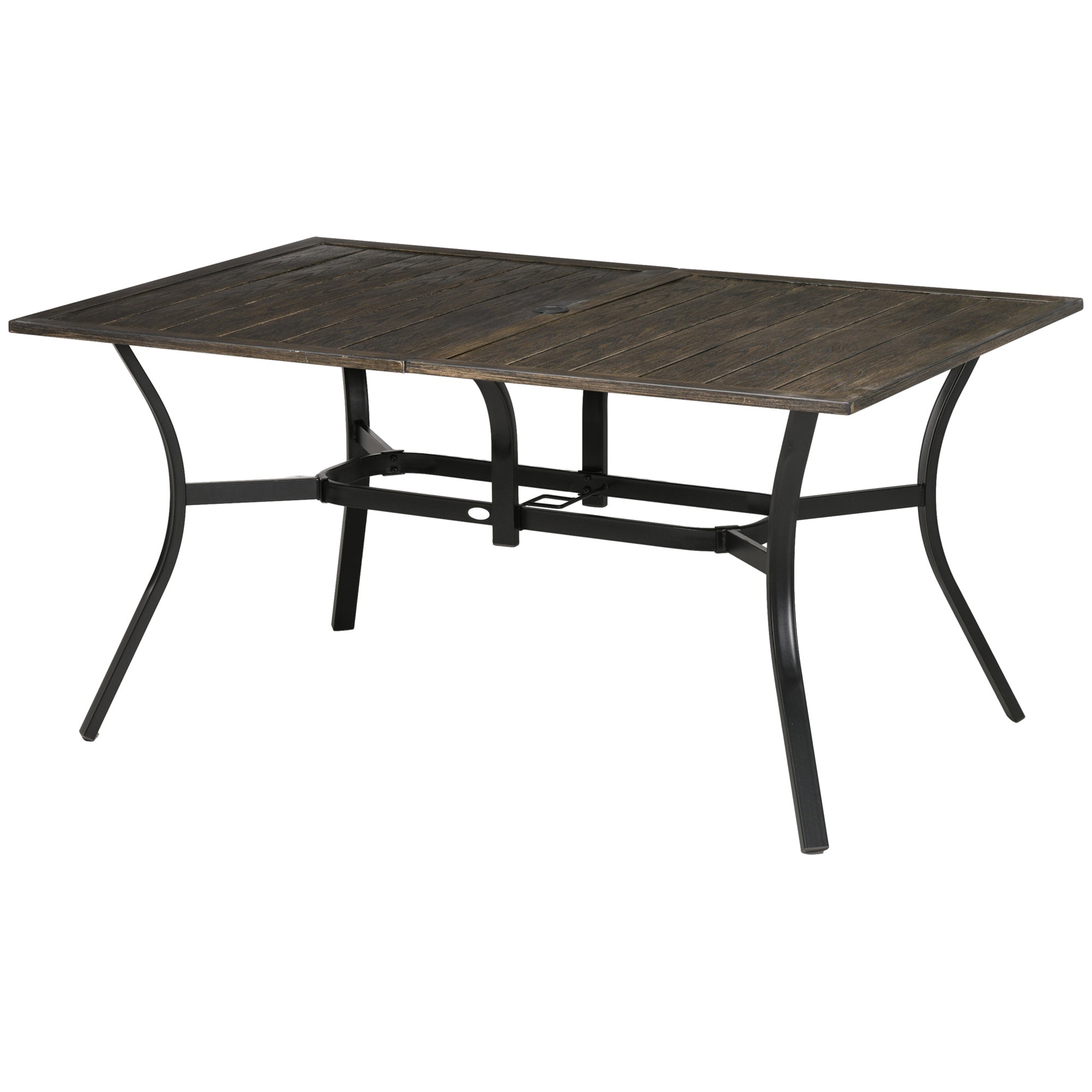 Aosom Outdoor Dining Table 59" - Brown Wood, Seats 6-DECOROLALA