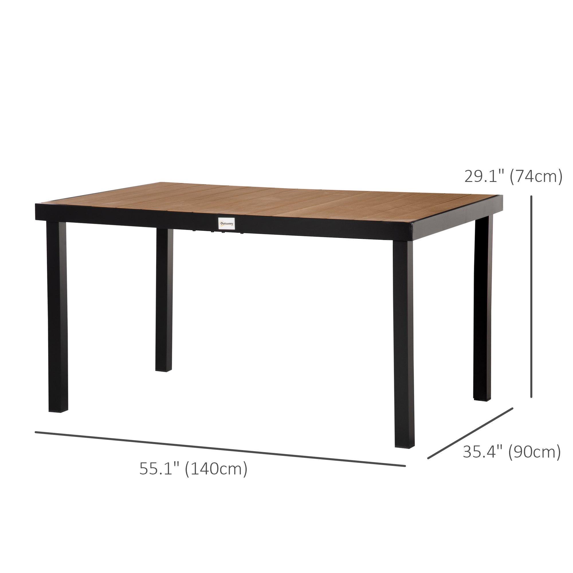 Aosom Outdoor Dining Table for 6 - Natural 55"-DECOROLALA