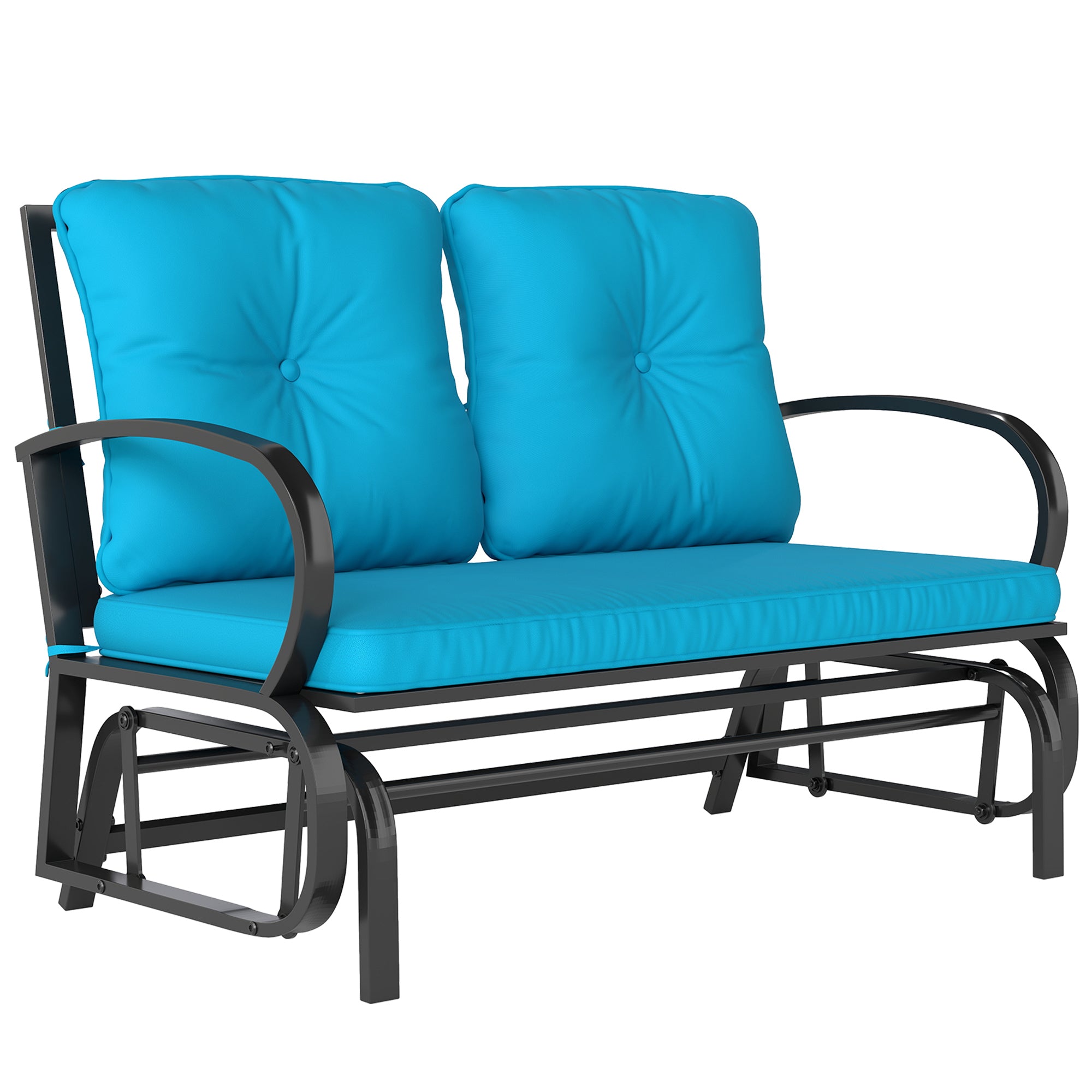Aosom Outdoor Glider Chair 2-Person Blue Steel-DECOROLALA