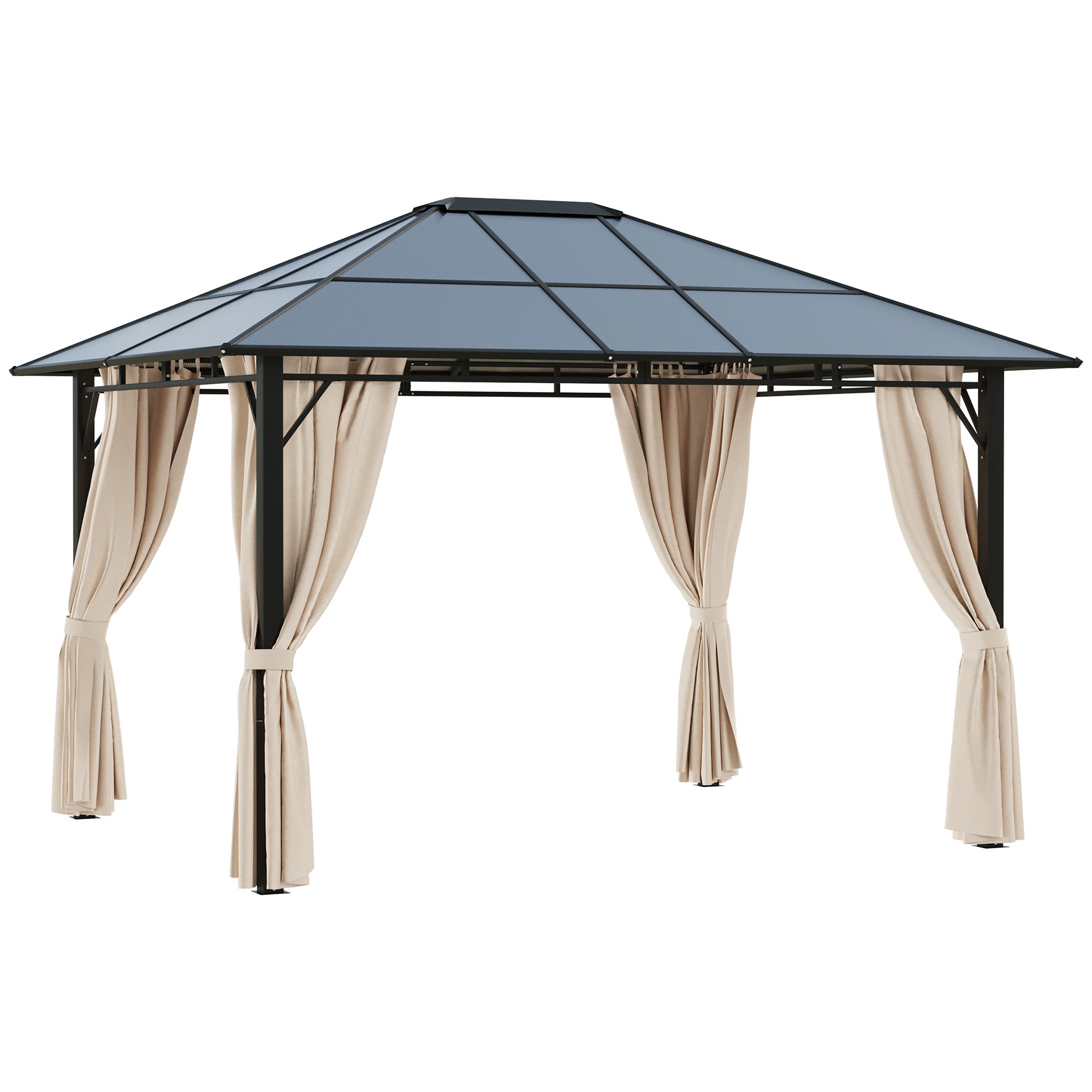 Aosom Outdoor Hardtop Gazebo 12' x 9.8' Polycarbonate-DECOROLALA