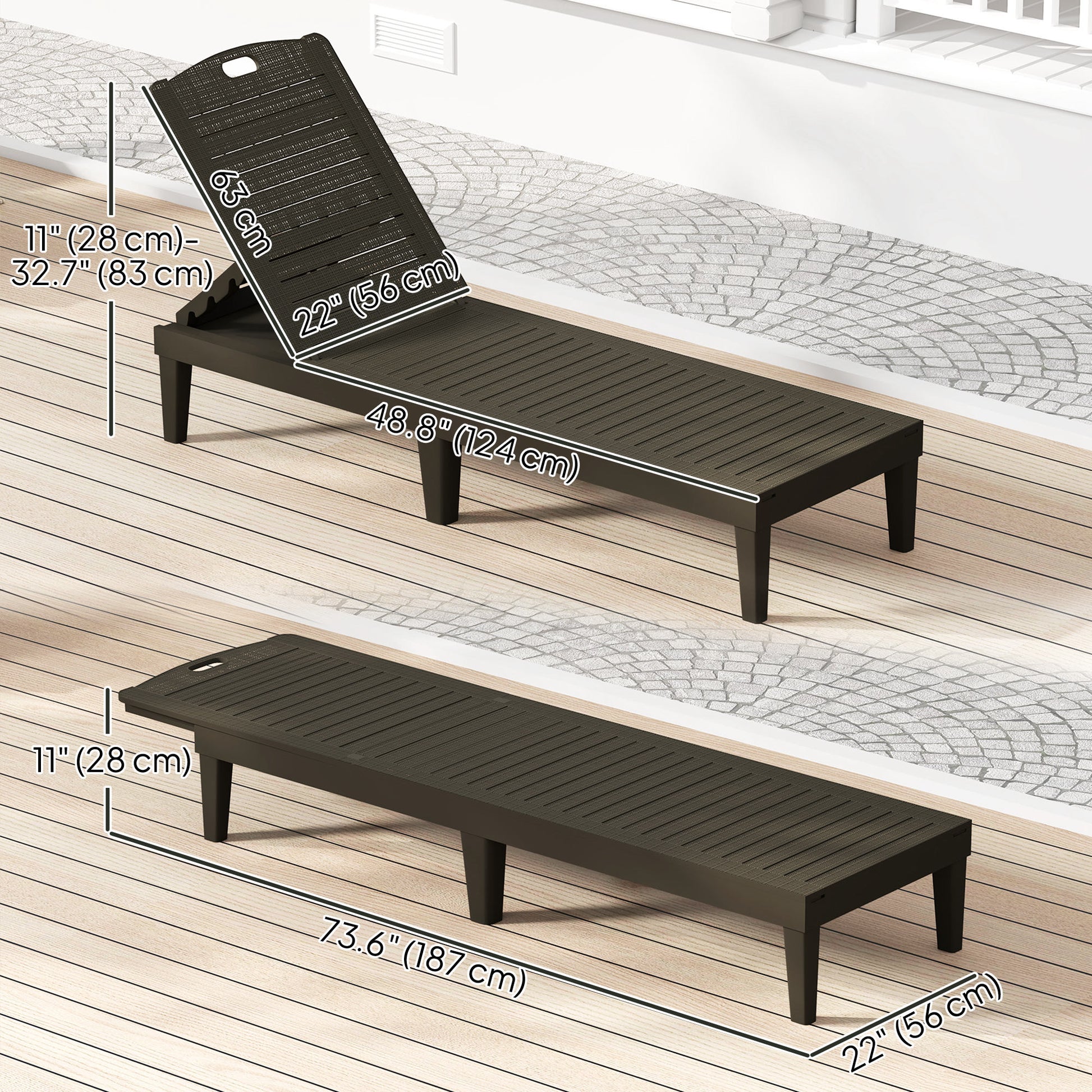 Aosom Outdoor Lounge Chair Set of 2 - Black-DECOROLALA