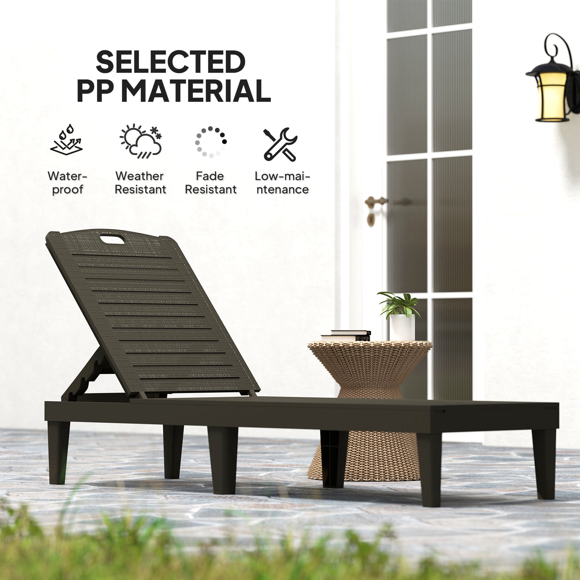 Aosom Outdoor Lounge Chair Set of 2 - Black-DECOROLALA